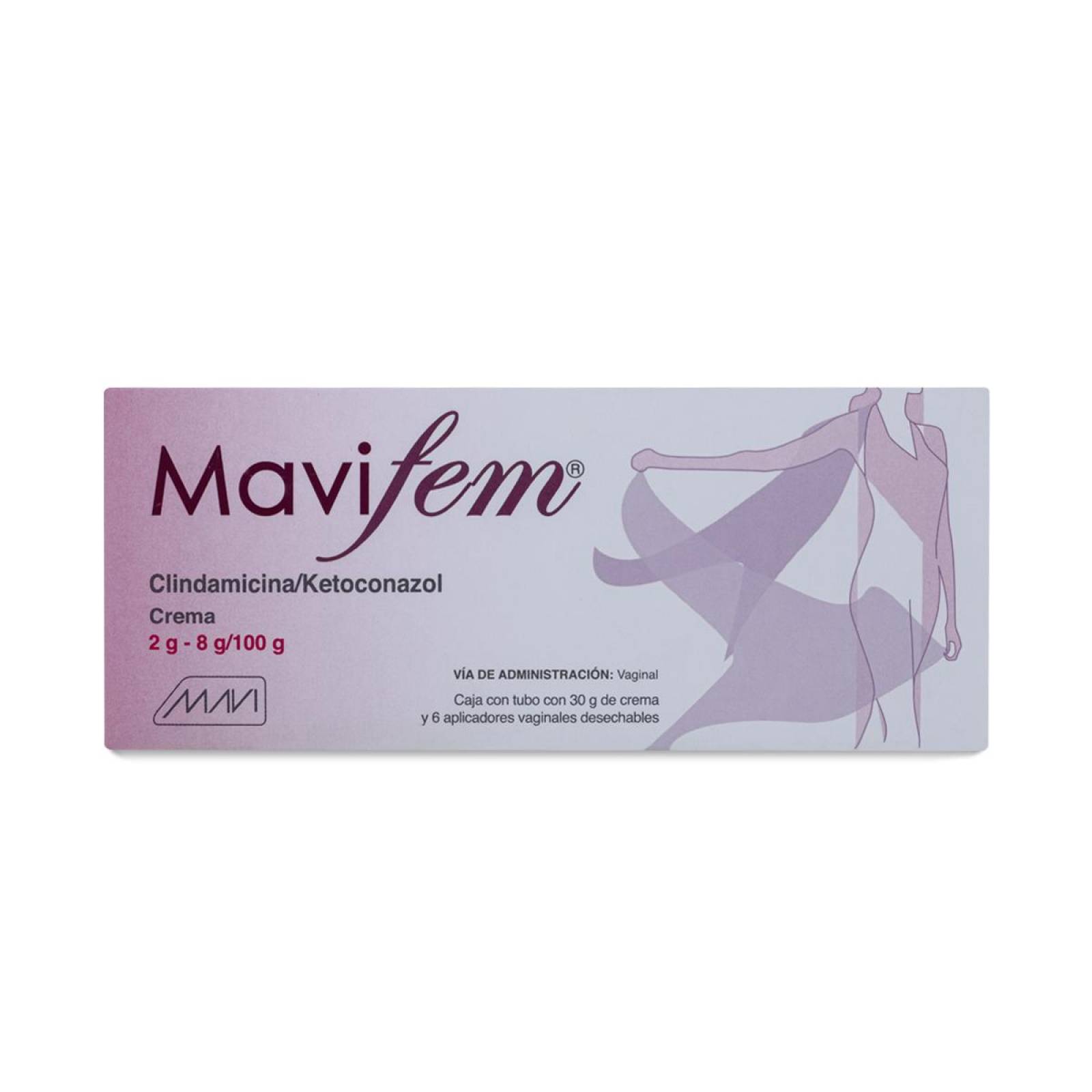 Mavifem Clindamicina/Ketoconazol, Tubo Con 30 G De Crema Y 6 Aplicadores Vaginales Desechables, Mavi