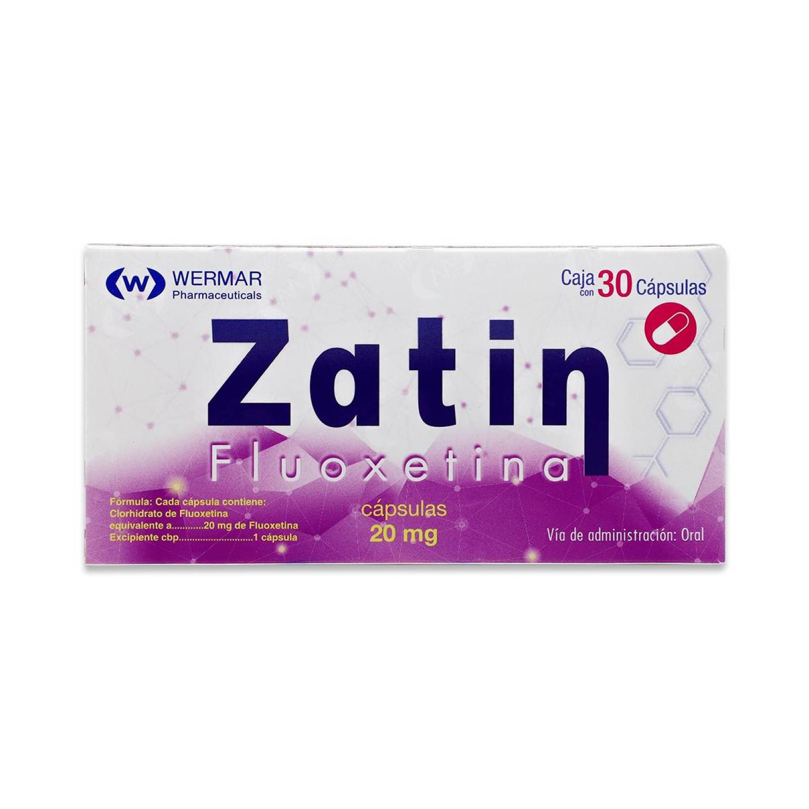 Zatin Fluoxetina Wermar Caja Con 30 Capsulas 