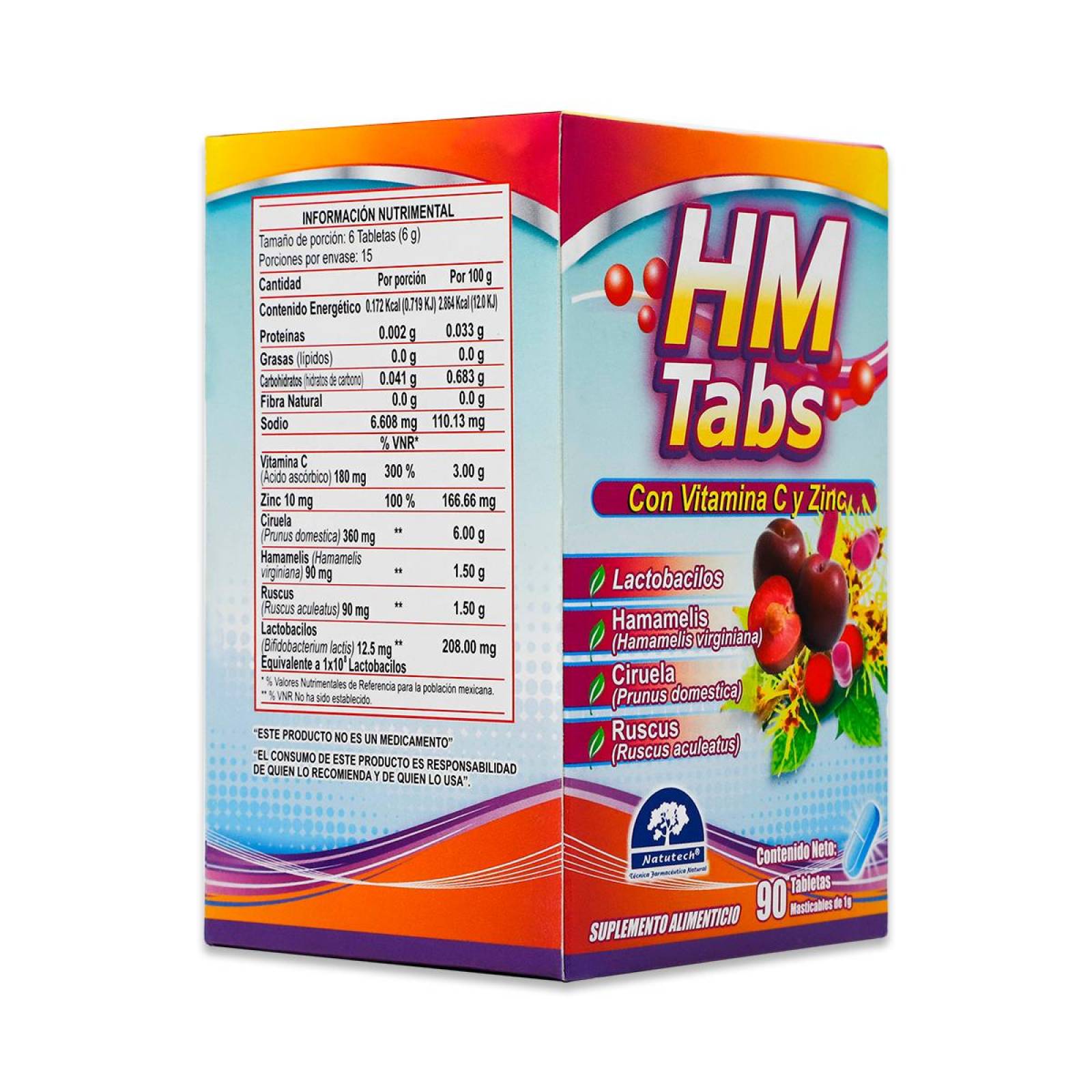 Hm Tabs Vitamina C Y Zinc Natutech 90 Tabletas Masticables 