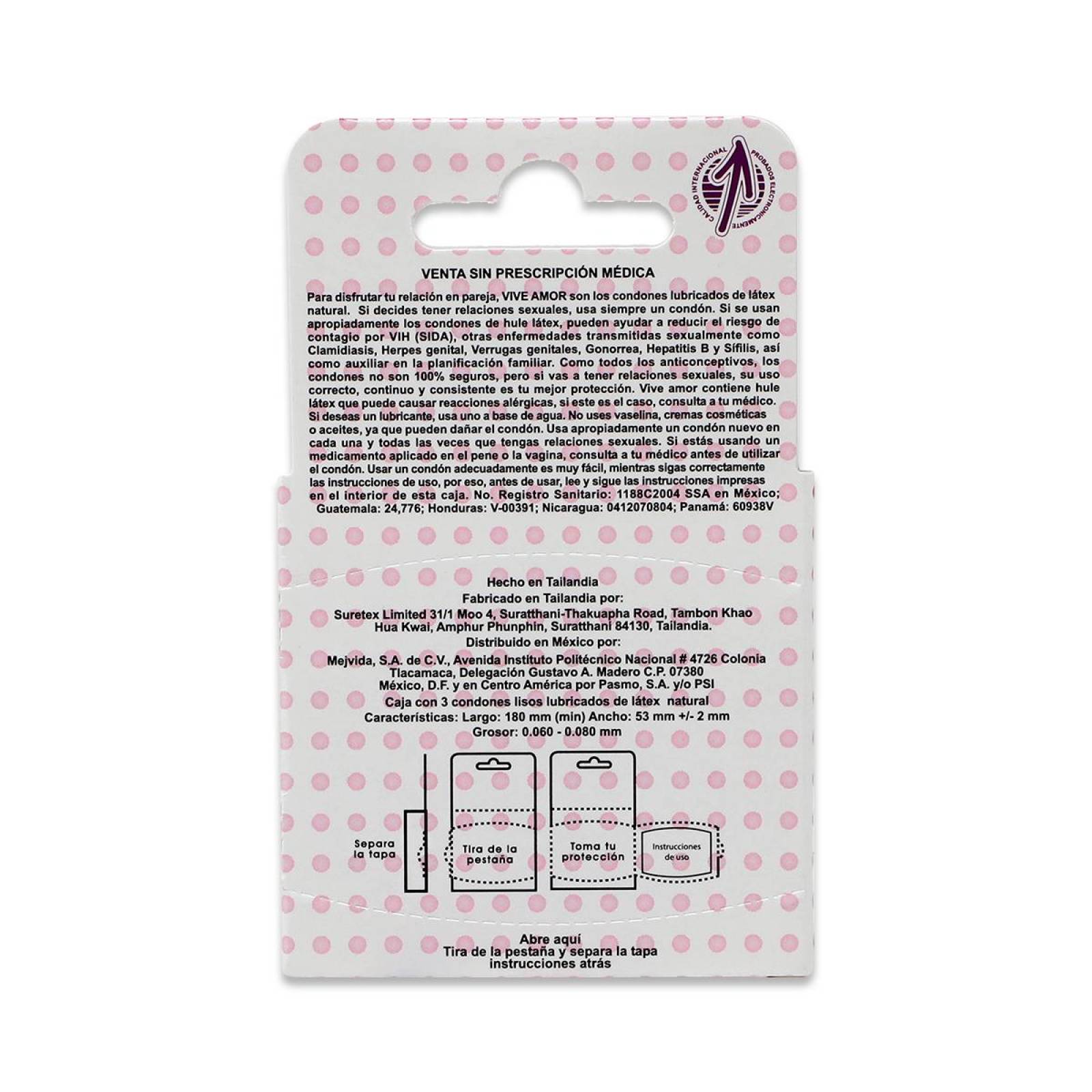 Condones Vive Amor Lisos, 3 Condondes Lisos Lubricados