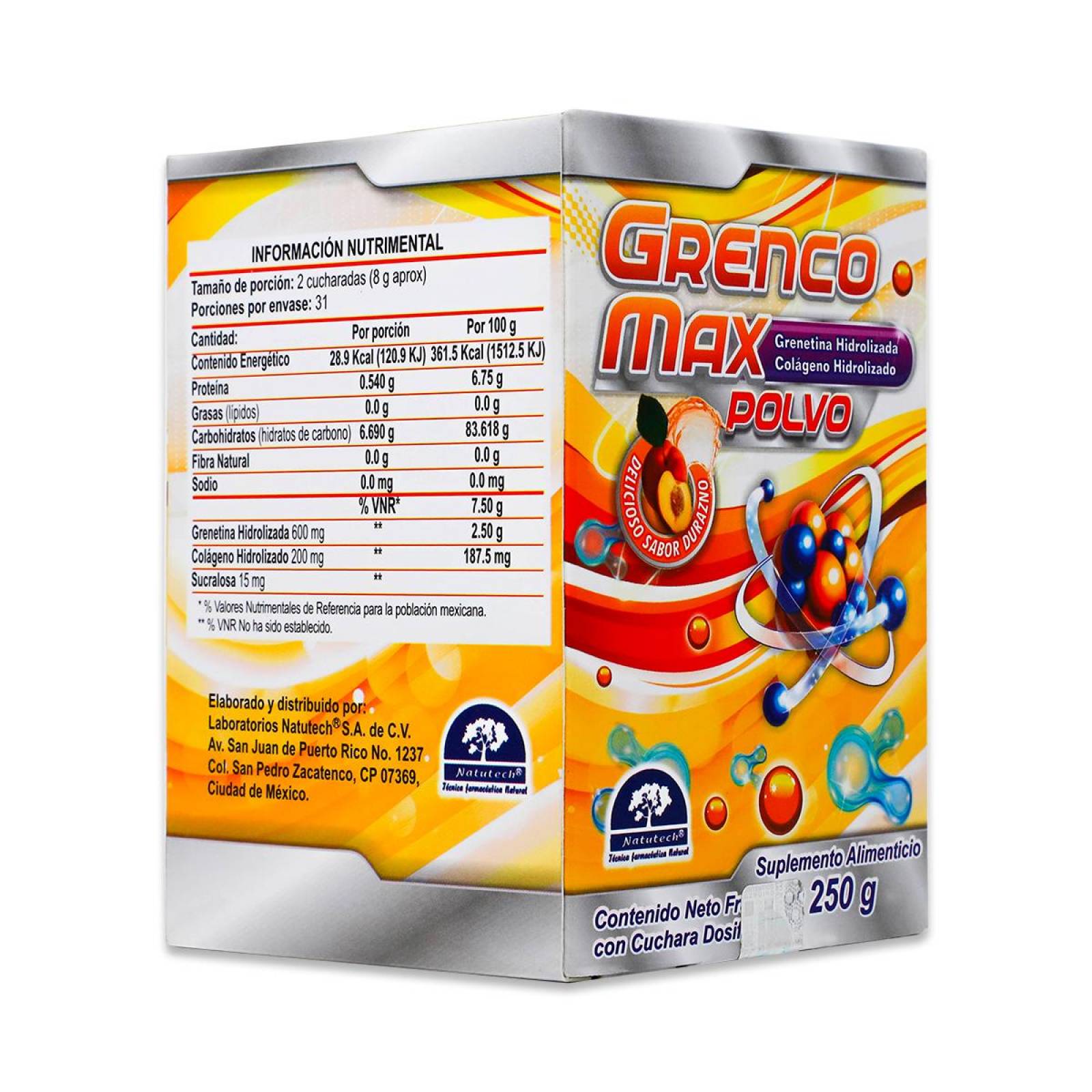 Suplemento alimenticio Natutech Grenco Max Polvo, Frasco Con 250 G