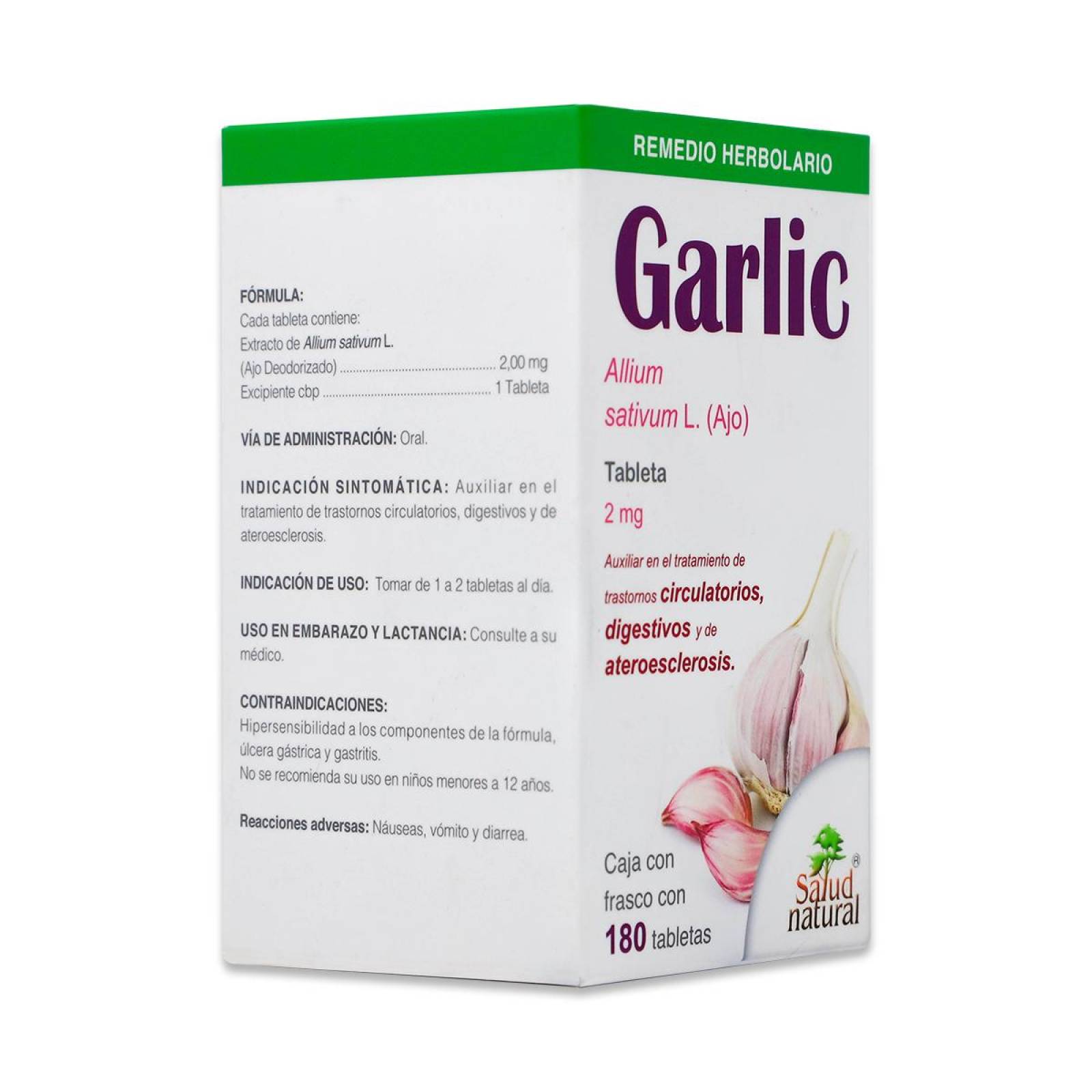 Garlic Salud Natural Frasco Con 180 Tabletas 2 Mg 
