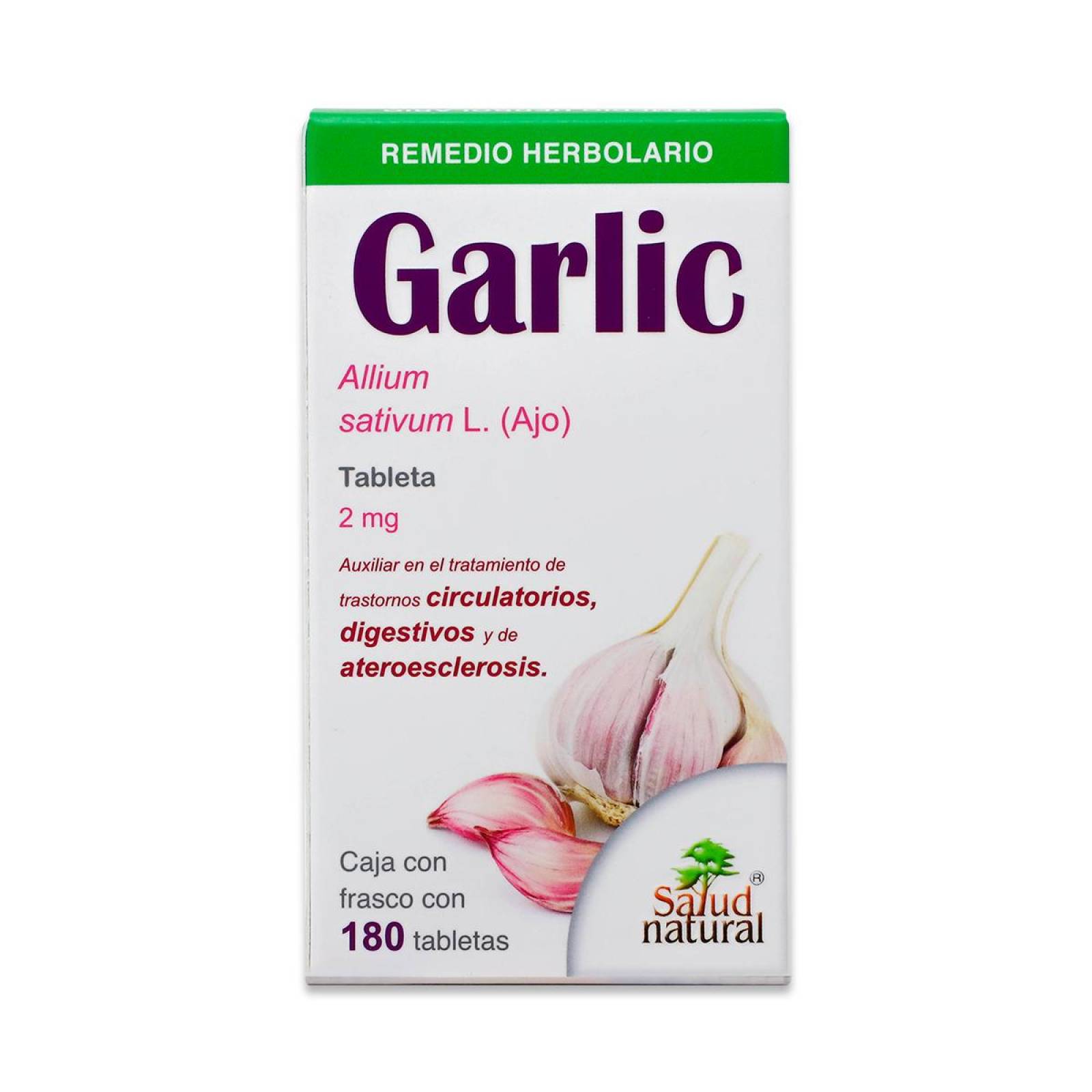Garlic Salud Natural Frasco Con 180 Tabletas 2 Mg 