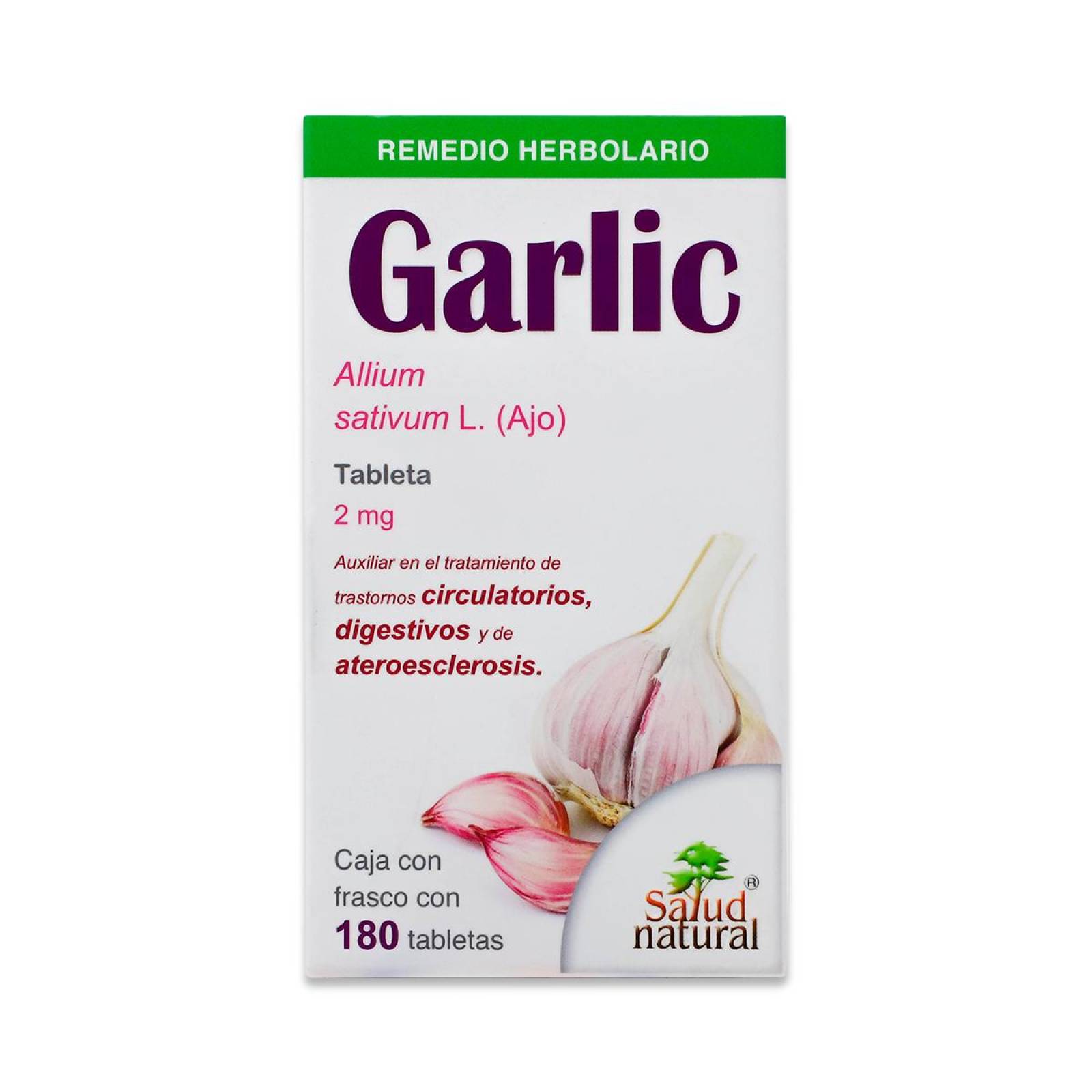 Garlic Salud Natural Frasco Con 180 Tabletas 2 Mg 