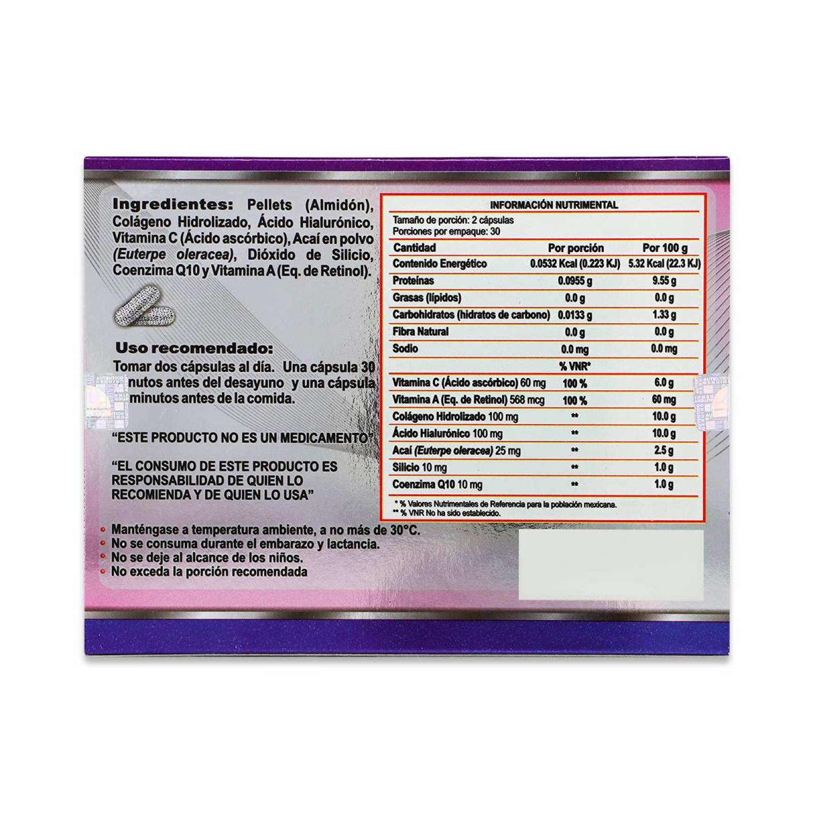 Suplemento alimenticio Natutech Colagemax 60 Capsulas De 500 Mg 