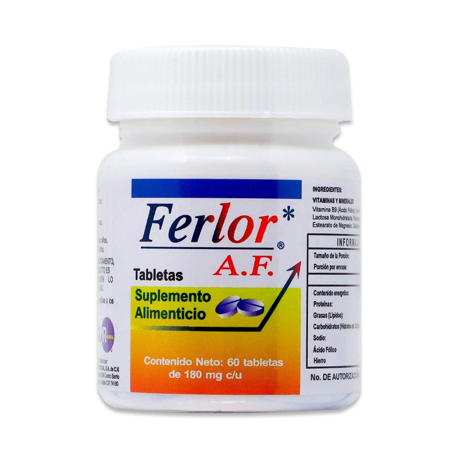 Acido fólico Solar Ferlor Af 60 Tabletas De 180 c/u 