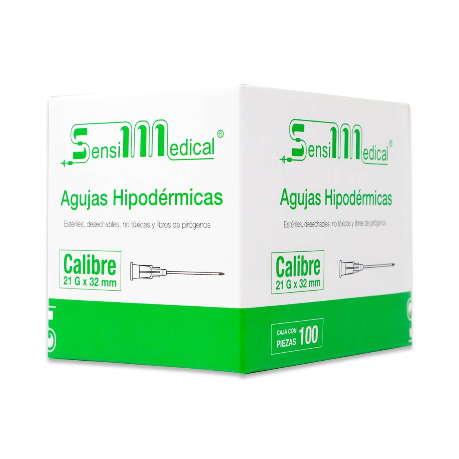 Agujas Hipodermicas Sensil Medic Aguja Esteril Desechable No Teoxica Y Libre De Pirogenos Calibre 21G X 32 Mm Cont 100 