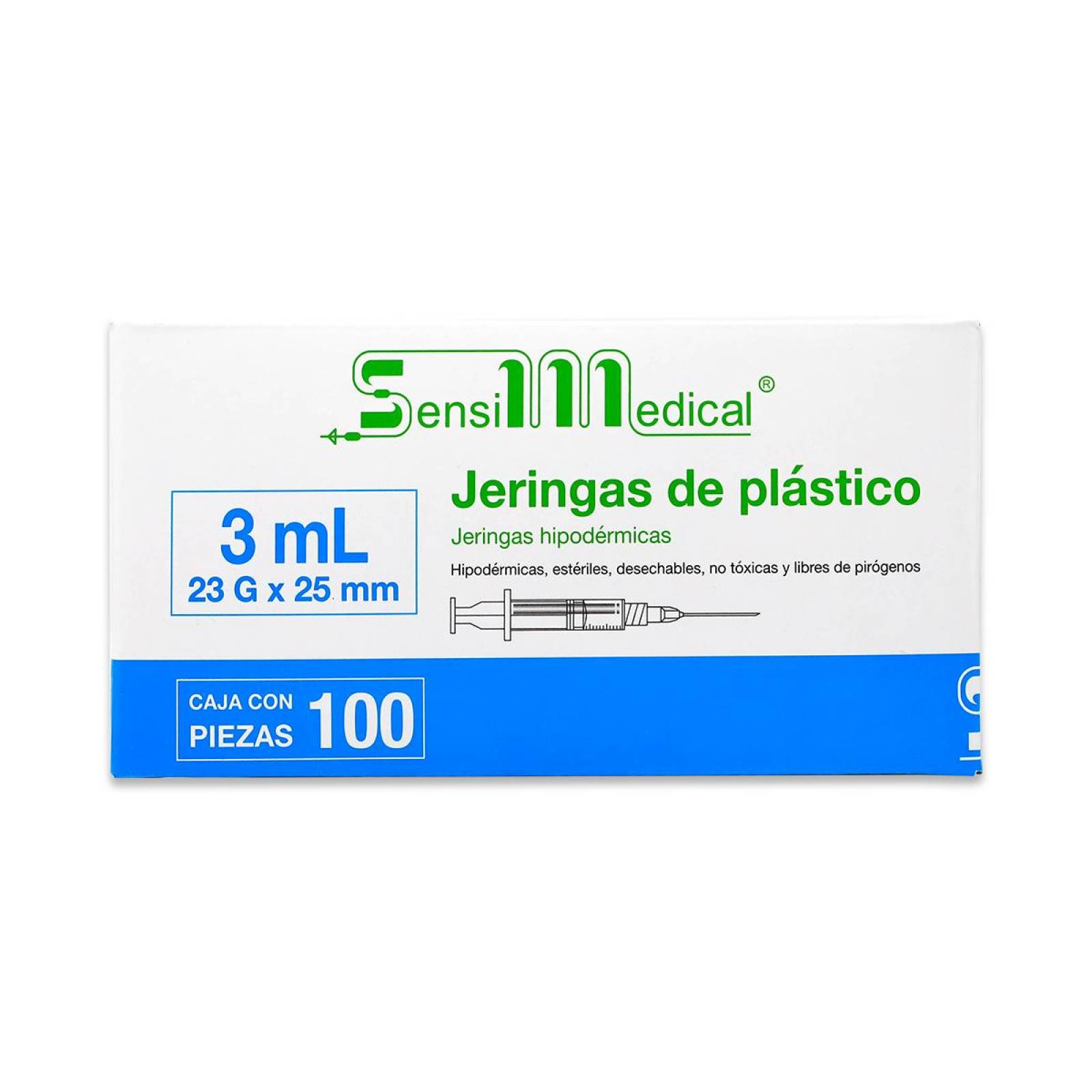 Jeringas Sensilmedical De Plastico Hipodermicas 3 Ml 23 G X 25 Mm Caja Con 100 Piezas