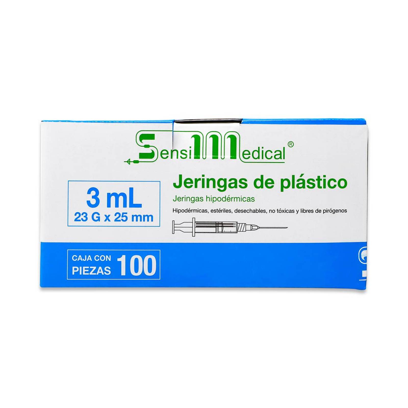 Jeringas Sensilmedical De Plastico Hipodermicas 3 Ml 23 G X 25 Mm Caja Con 100 Piezas