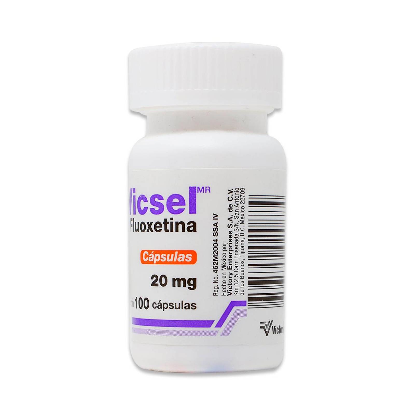 Vicsel Fluoxetina Victory Frasco Con 100 Capsulas De 20 Mg 