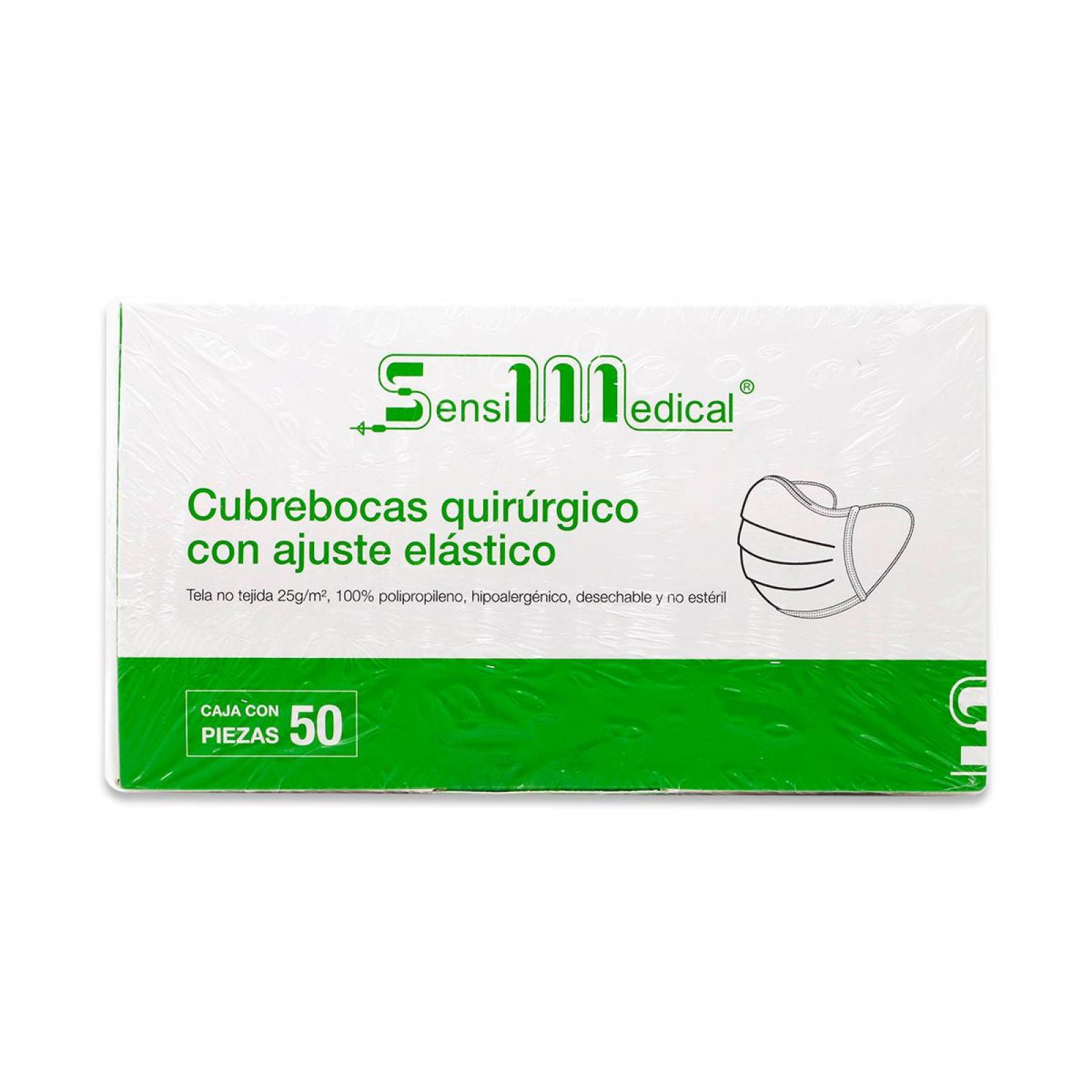 Cubrebocas Sensil medic Quirúrgico Con Ajuste Elástico 