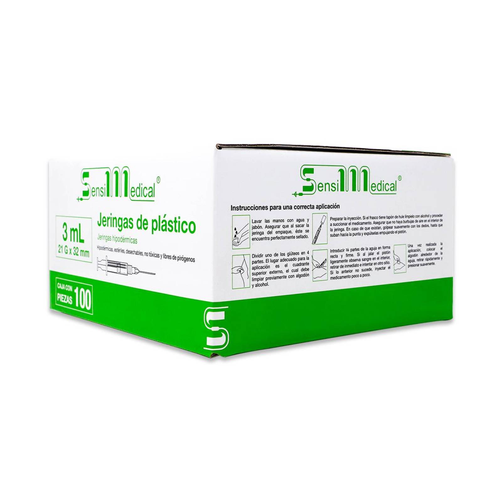 Jeringas Sensilmedical De Plastico Hiipodermicas 3 Ml 21 G X 32 Mm 100 Piezas