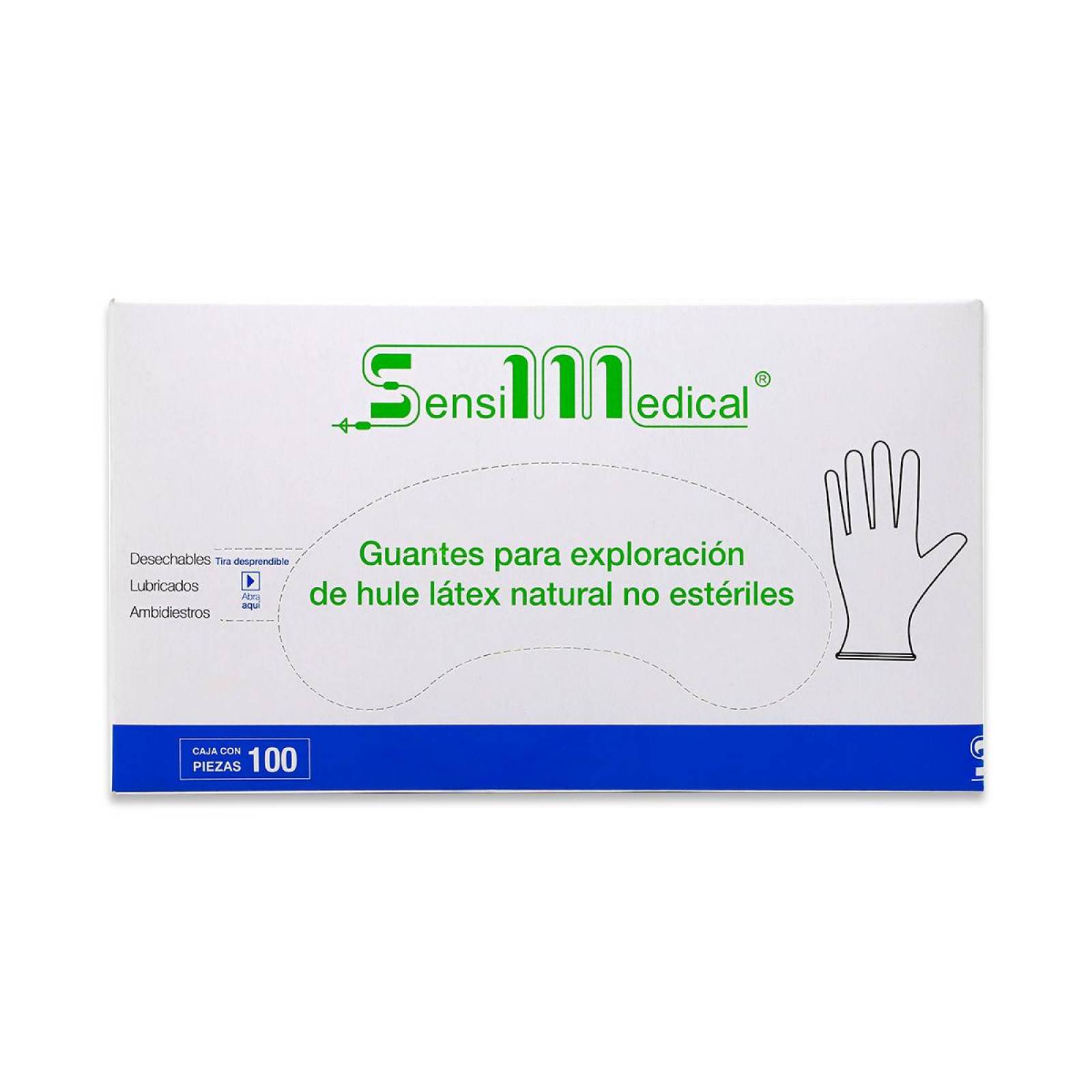 Guante SensiMedical Para Exploracion De Hule Latex Natural Grande Cont 100 Pzas 