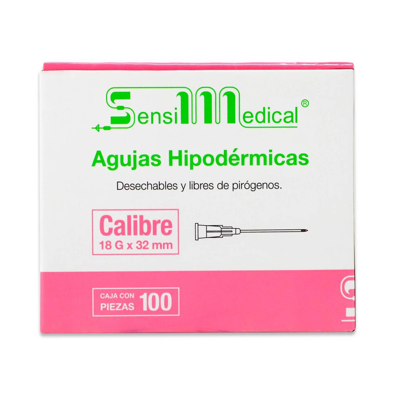 Agujas Hipodermicas Desechable Y Libre De Pirogenos Calibre 18G X 32 Mm Cont 100 Pzas 