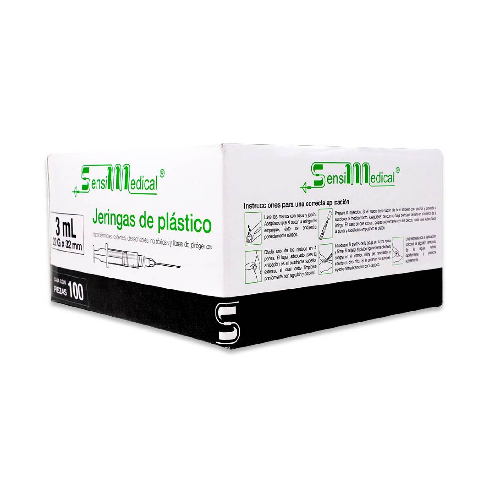 Jeringas Sensilmedical De Plástico Hipodérmicas 3 Ml 22 G X 32 Mm Caja Con 100 Piezas
