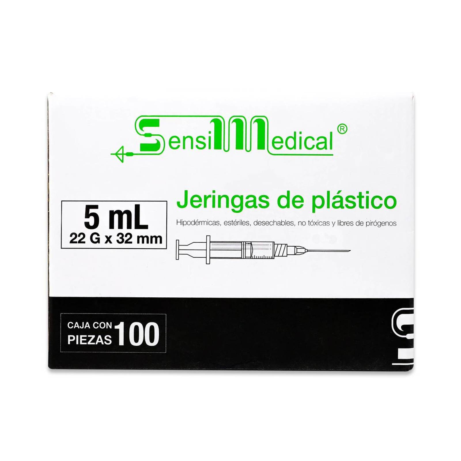 Jeringas Sensilmedical De Plastico Hipodermicas 5 Ml 22 G X 32 Mm Caja Con 100 Piezas 