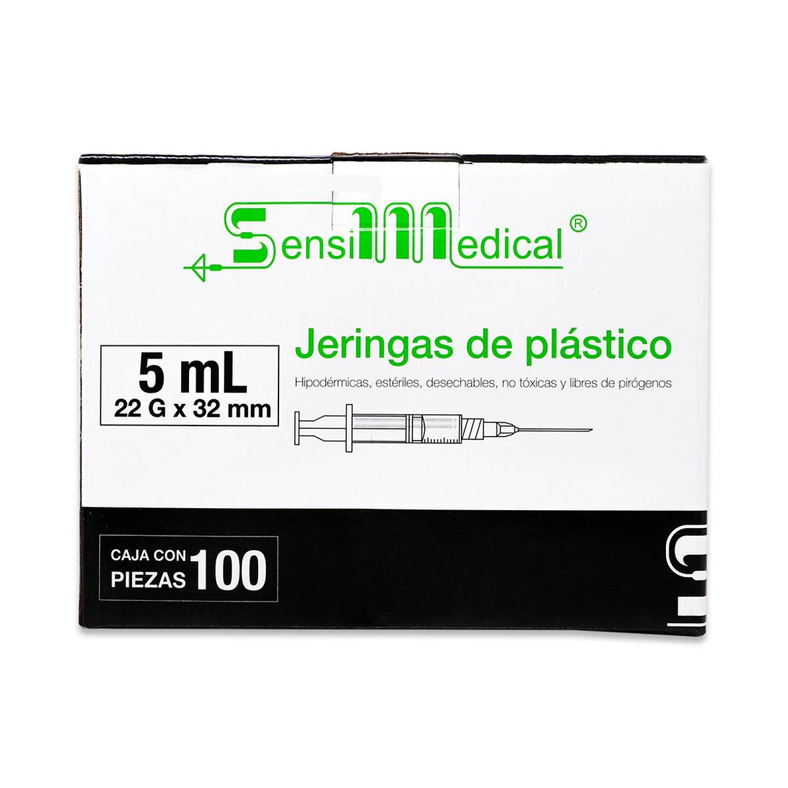 Jeringas Sensilmedical De Plastico Hipodermicas 5 Ml 22 G X 32 Mm Caja Con 100 Piezas 