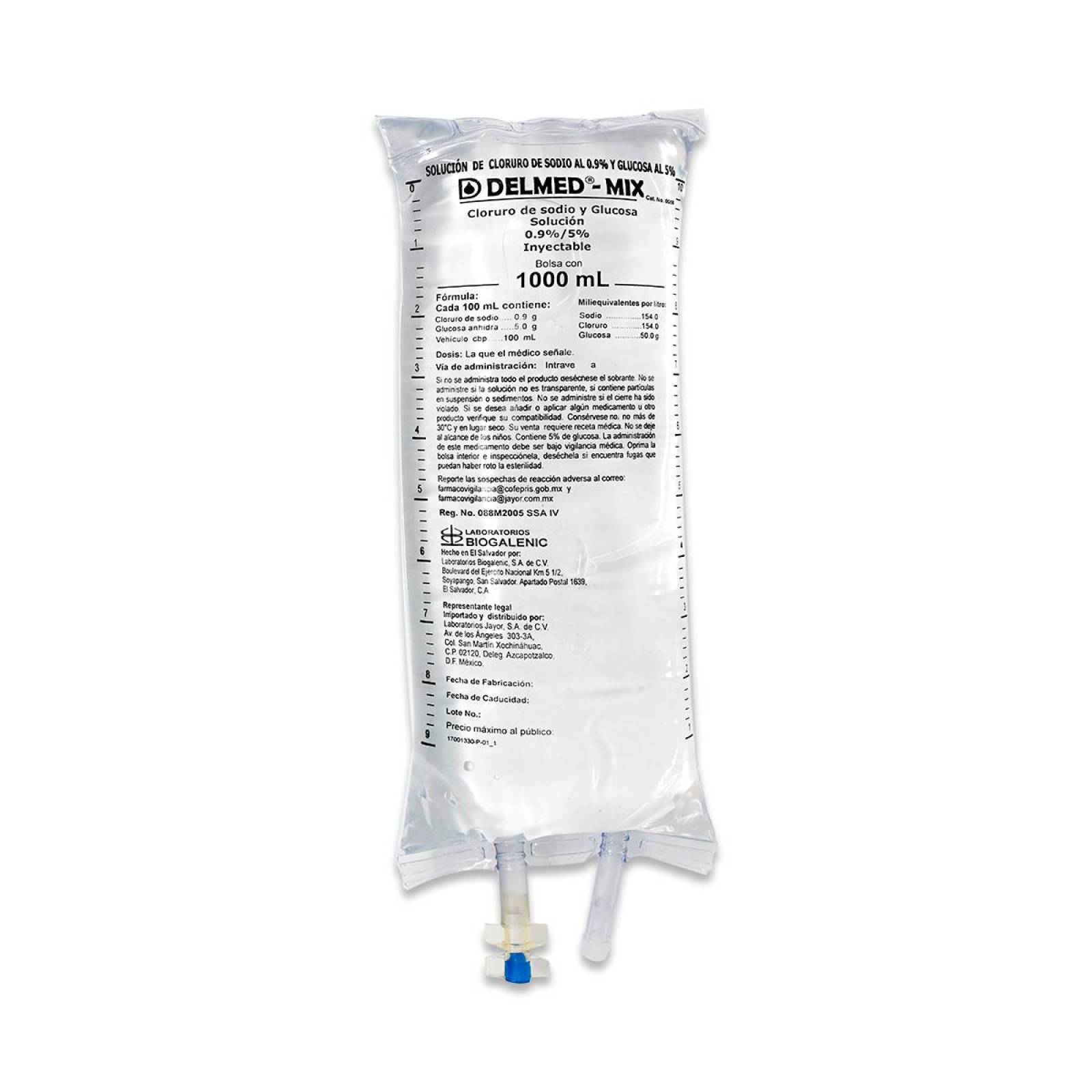 Solucion Mixta Cloruro De Sodio Y Glucosa, 1000 Ml, Delmed 