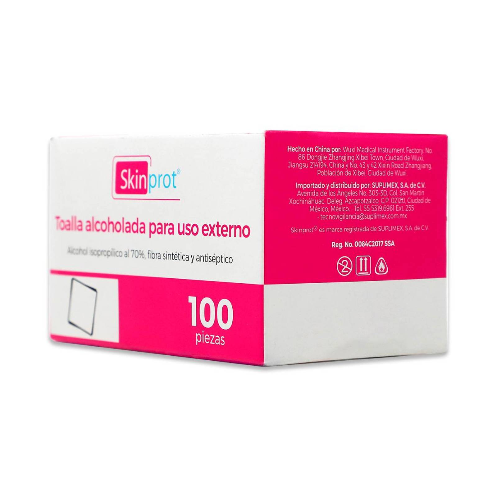 Toalla Alcoholada Para Uso Externo, Caja Con 100 Piezas, Skinprot