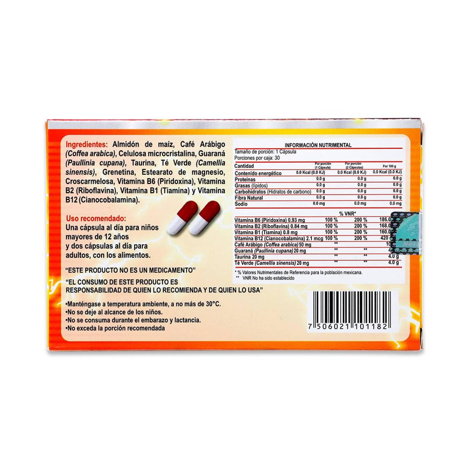 Mb Caps 30 Caps 500 Mg Complejo B Vitaminas B1, B2, B6 Y B12, Café Arabigo Y Te Verde Con Guarana Y 