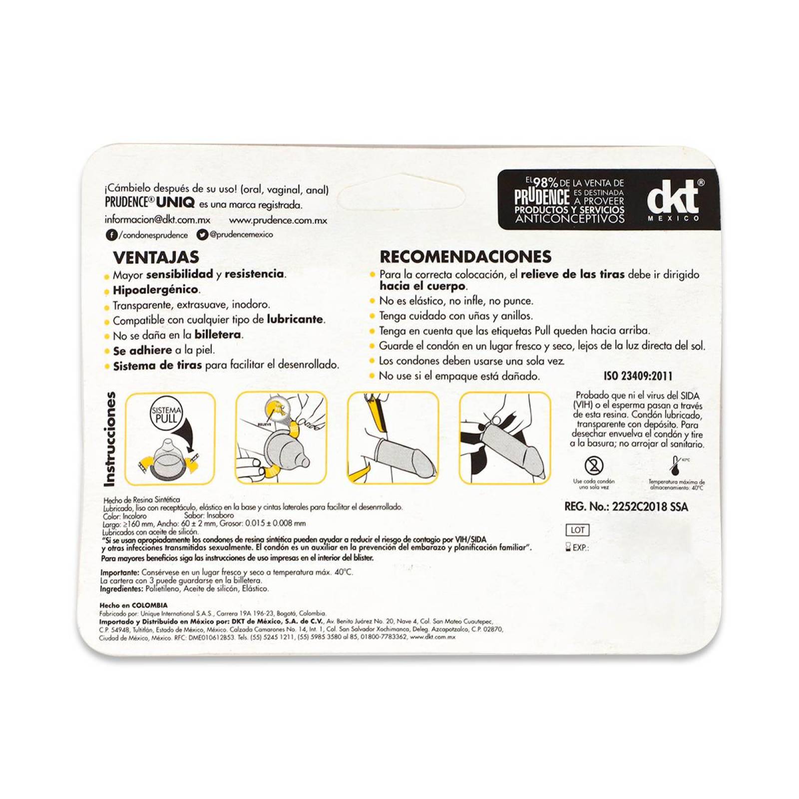 Prudence Dkt Uniq Cartera Con 3 Condones 