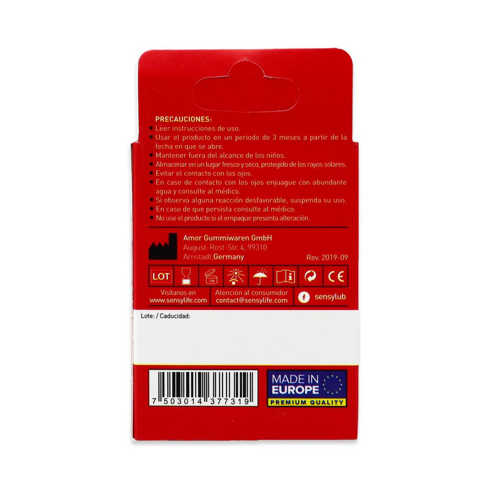 Sensy Lub Gel Para Masajes Uso Intimo Fresa Caja Con 5 Sobres 8g C/U 
