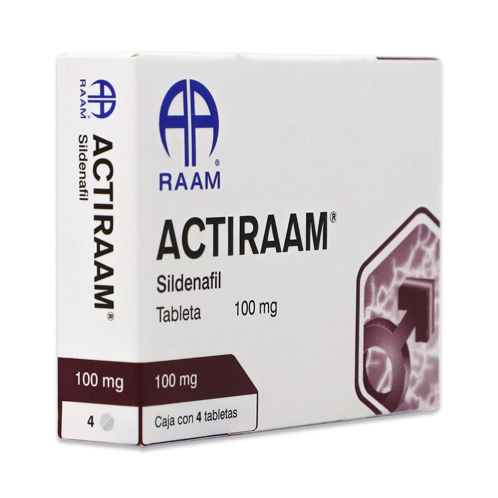 Sildenafil Actiraam, Caja Con 4 Tabletas 100 Mg, Raam 