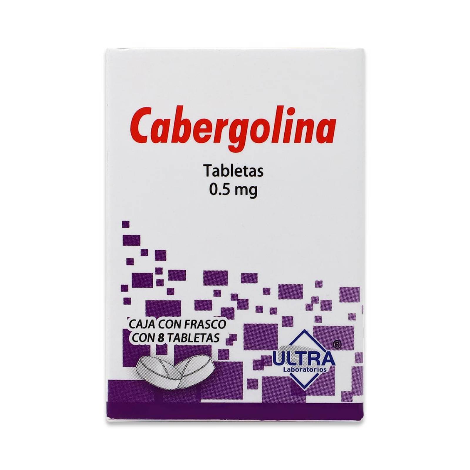 Cabergolina, Frasco Con 8 Tabletas De 0.5 Mg, Ultra