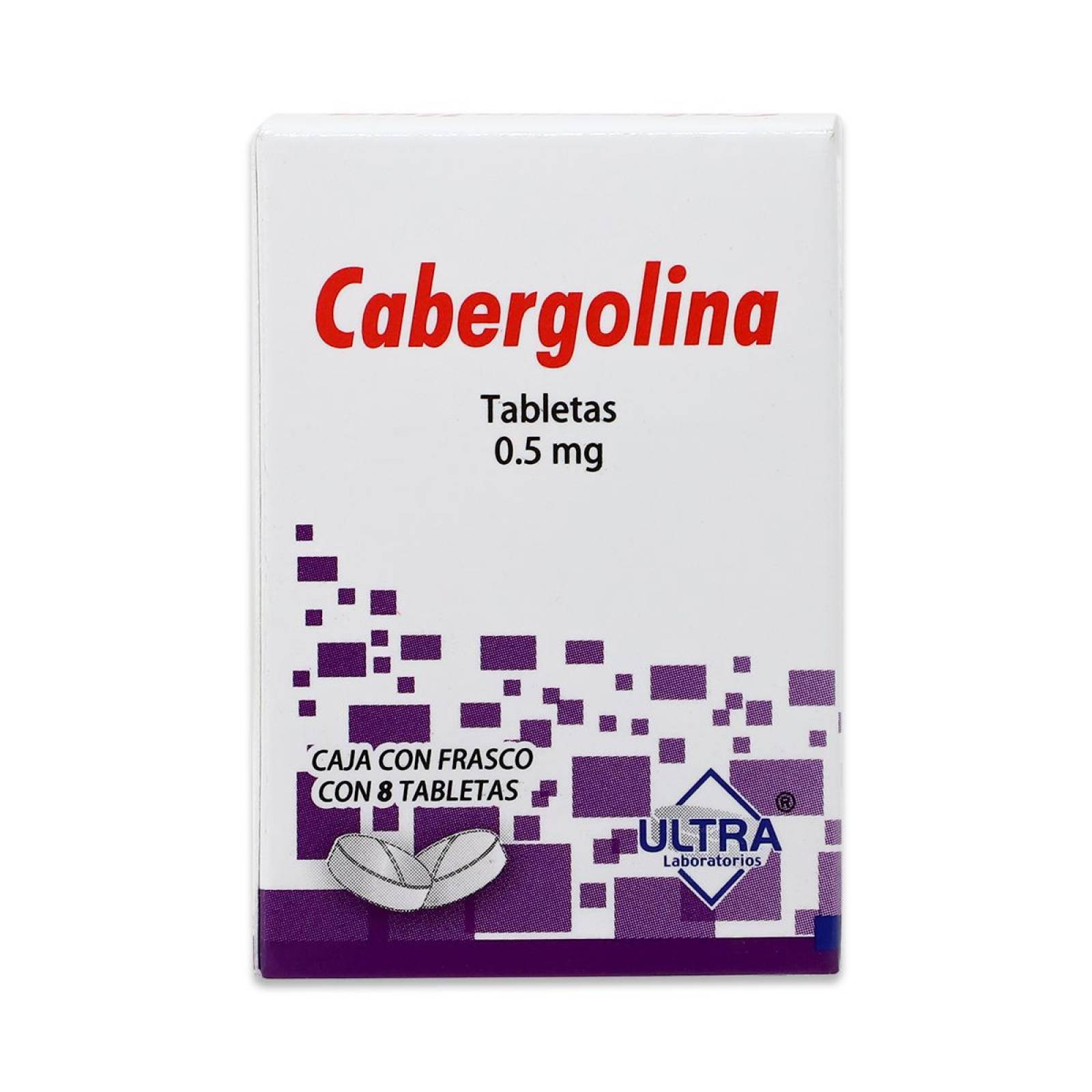 Cabergolina, Frasco Con 8 Tabletas De 0.5 Mg, Ultra