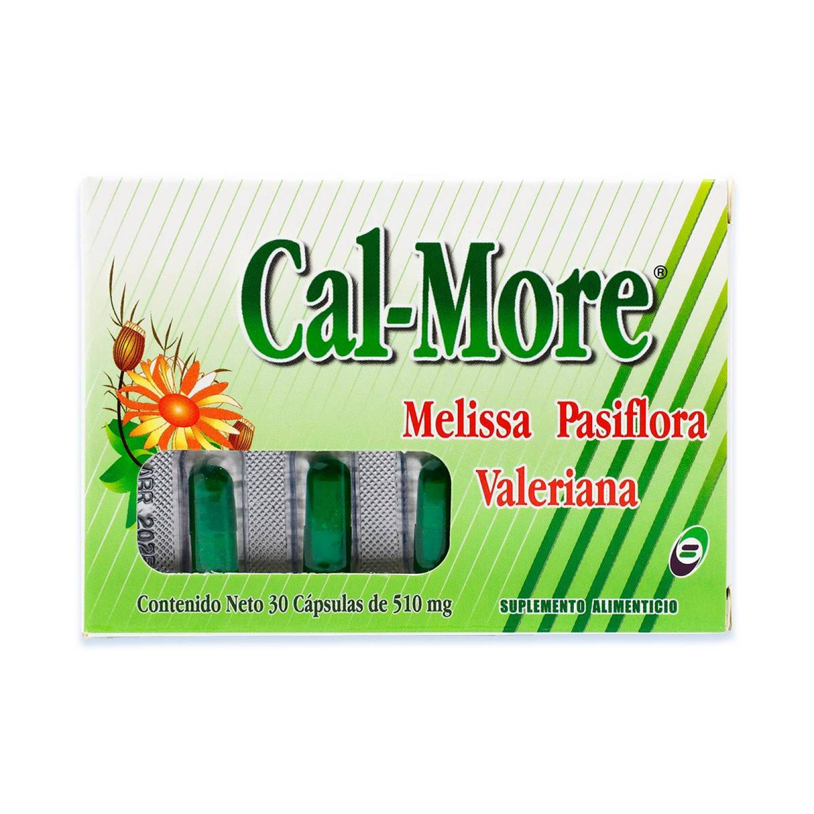 Cal - More, Melissa Pasiflora, Valeriana, 30 Capsulas De 510 Mg, Bio Salud