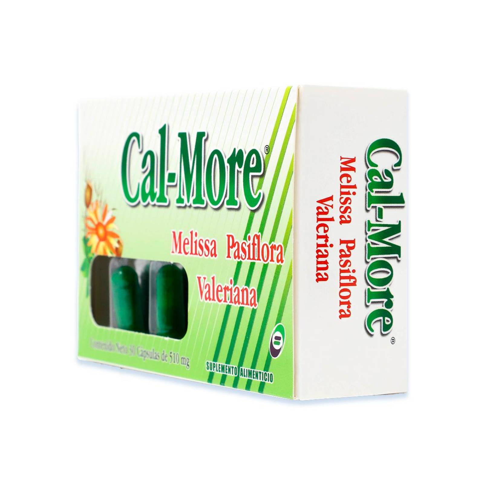 Cal - More, Melissa Pasiflora, Valeriana, 30 Capsulas De 510 Mg, Bio Salud