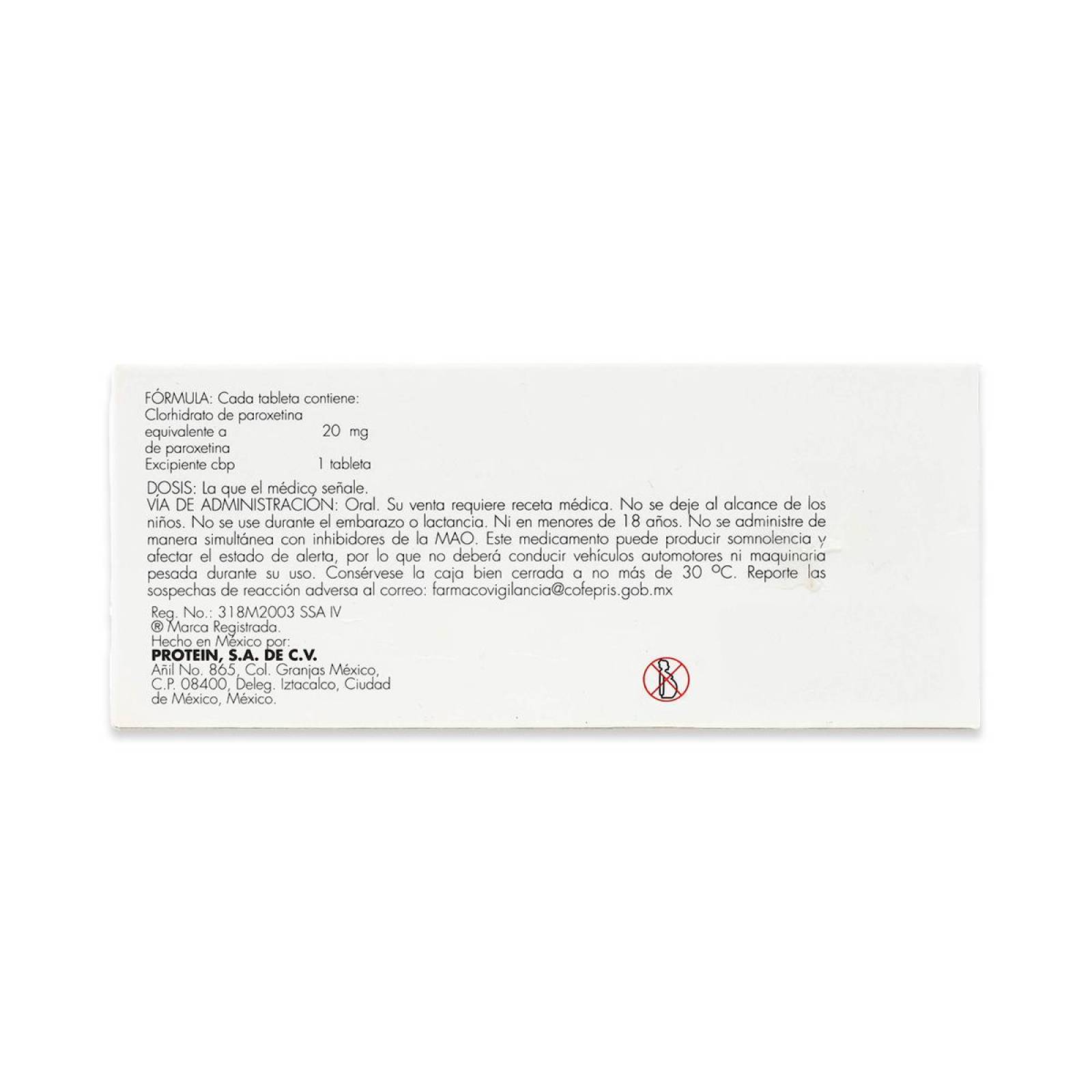 Paroxetina, Caja Con 10 Tabletas 20 Mg, Apotex 