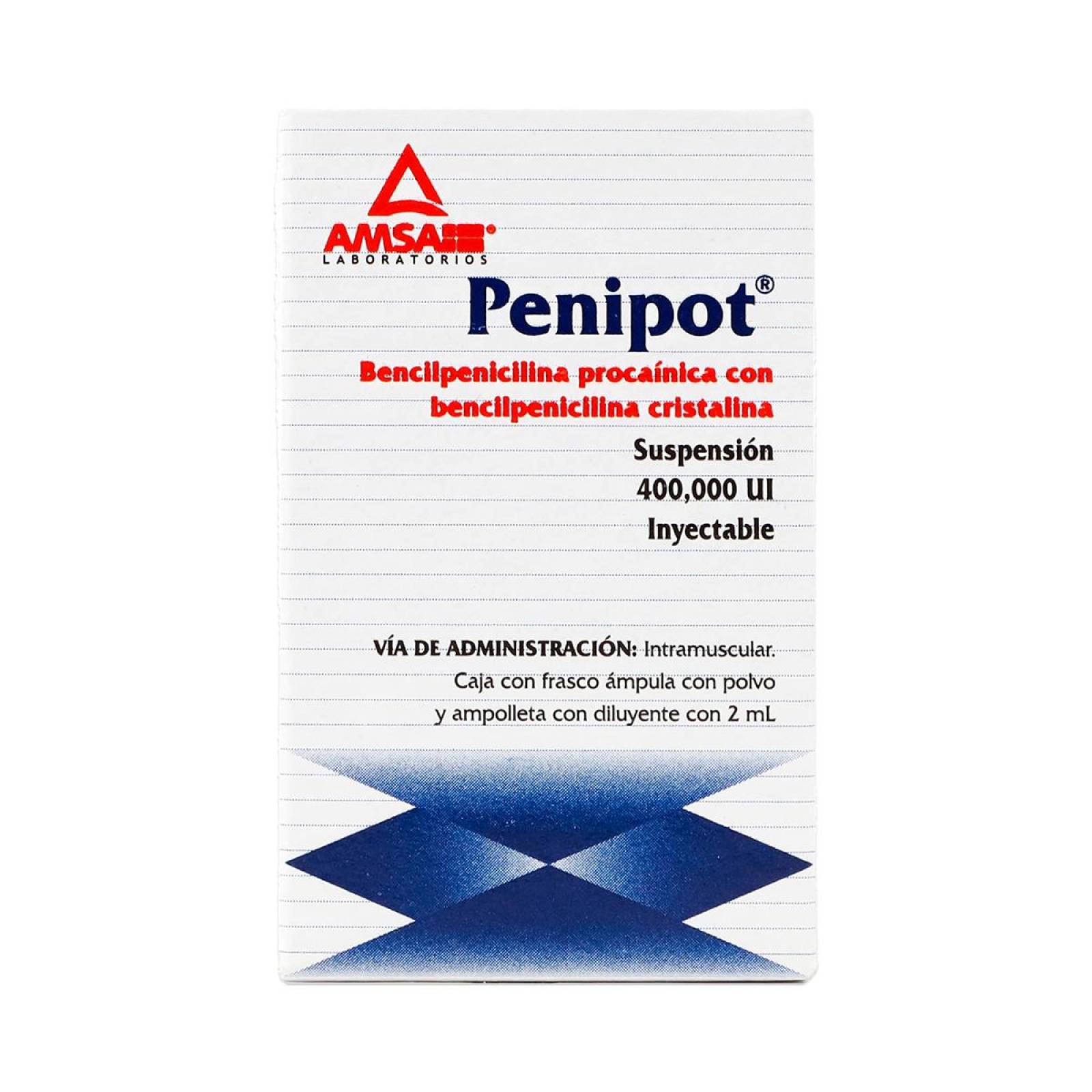 Penipot Bencilpenicilina Procainica Con Bencilpenicilina Cristalina, Suspension 400,000 UI Inyectabl 