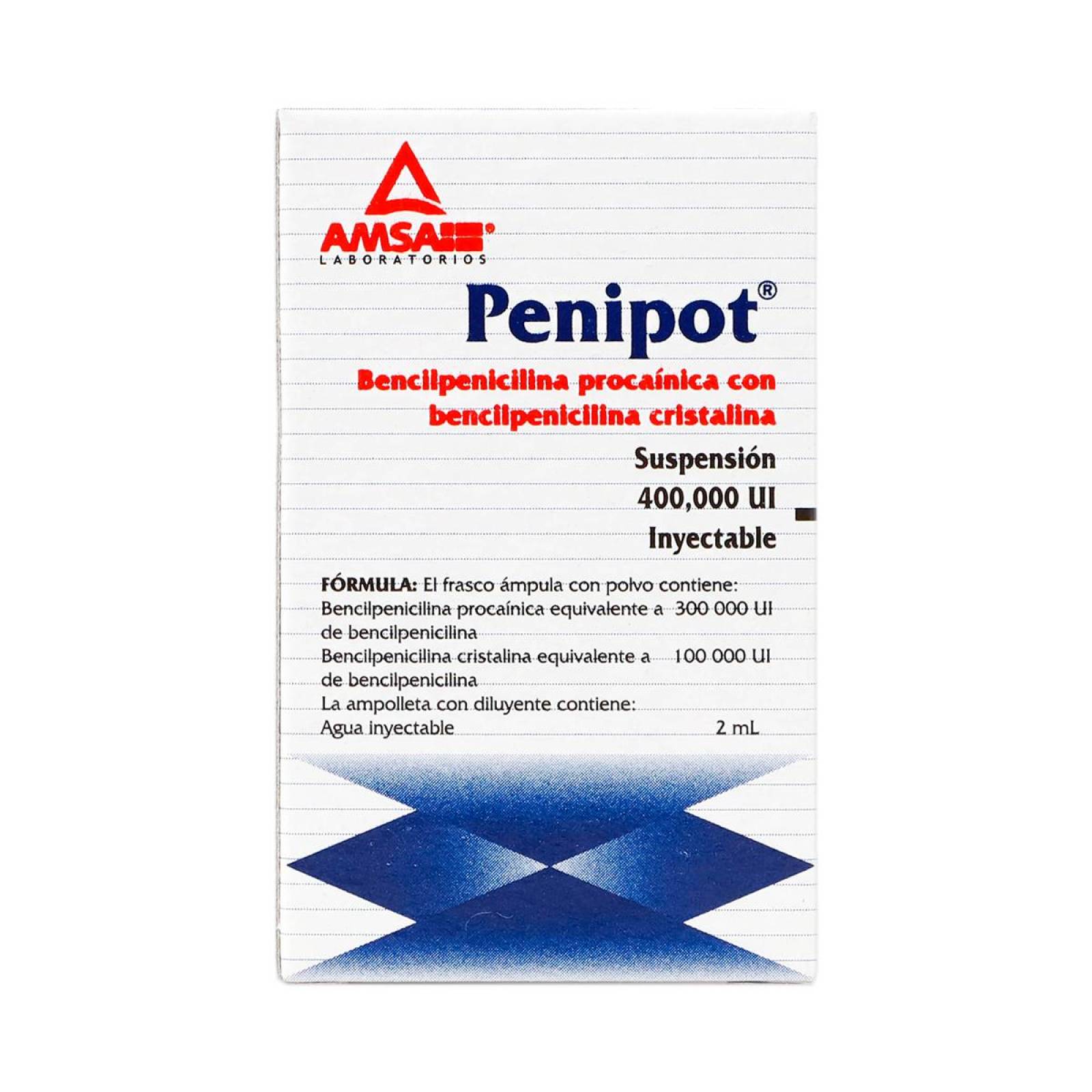 Penipot Bencilpenicilina Procainica Con Bencilpenicilina Cristalina, Suspension 400,000 UI Inyectabl 