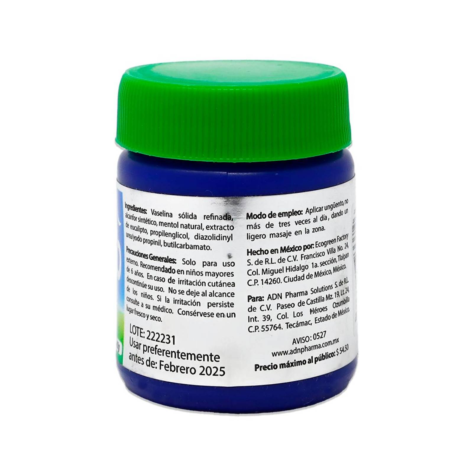 Unguento Adnpharma Inha-rub,  Con Alcanfor, Mentol Y Eucalipto, 40 G 