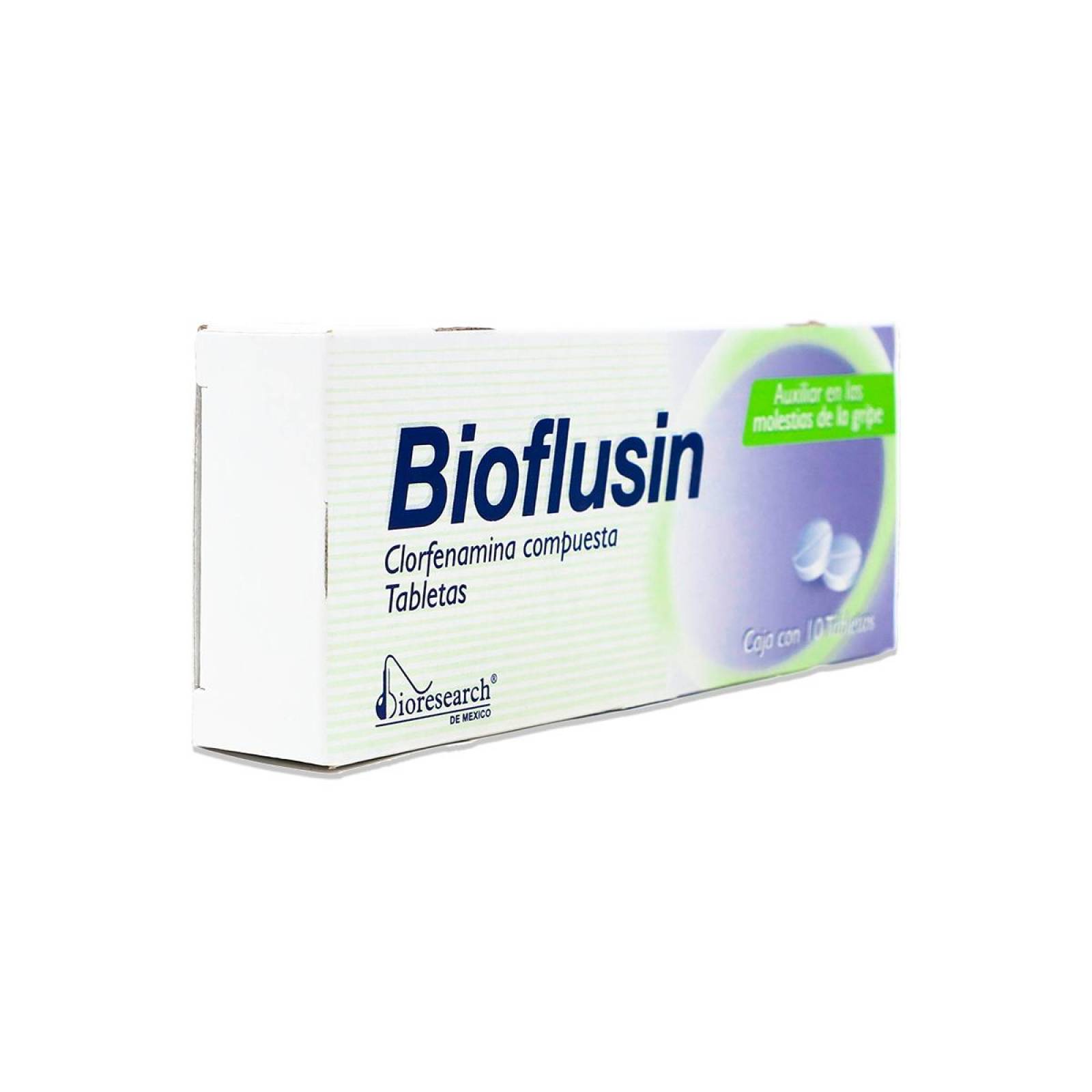 Medicamento Bioresearch Bioflusin Clorfenamina Compuesta, 10 Tabletas 500/25/5/4 Mg