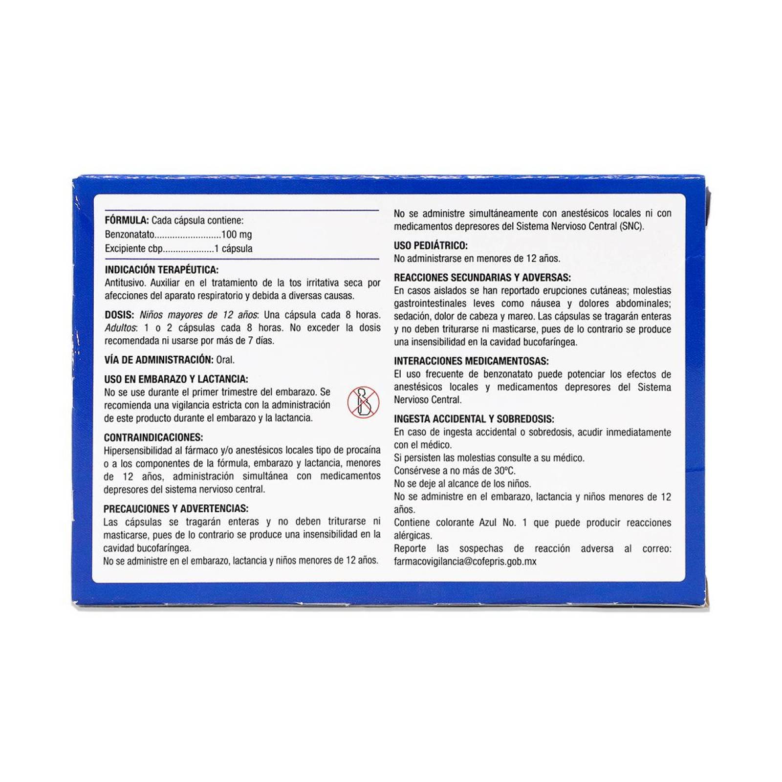 Medicamento  Progela Progelben Benzonatato, 20 Capsulas 100 Mg 