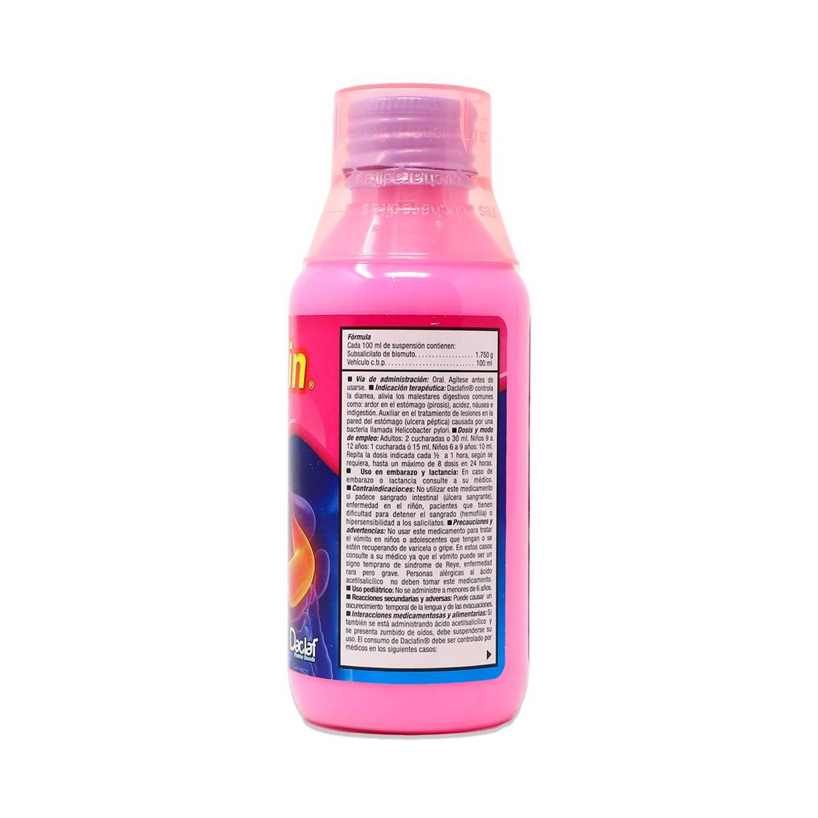 Medicamento  Daclaf Daclafin Subsalicilato De Bismuto, Suspensión 262.5 Mg / 15 Ml, Frasco Con 120 Ml 