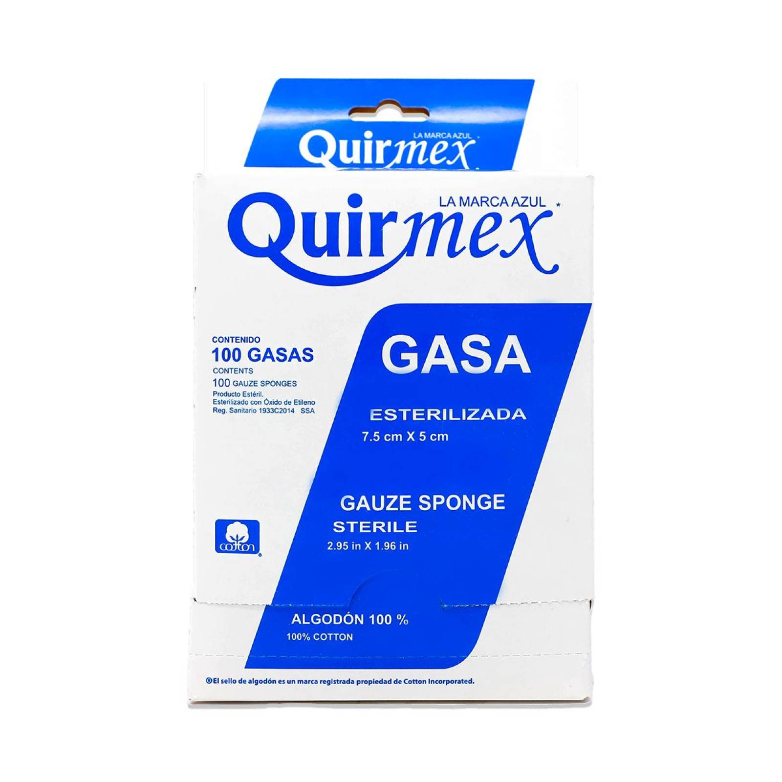 Gasa Quirmex Esterilizada 7.5 Cm X 5 Cm, Caja Con 100 Gasas 