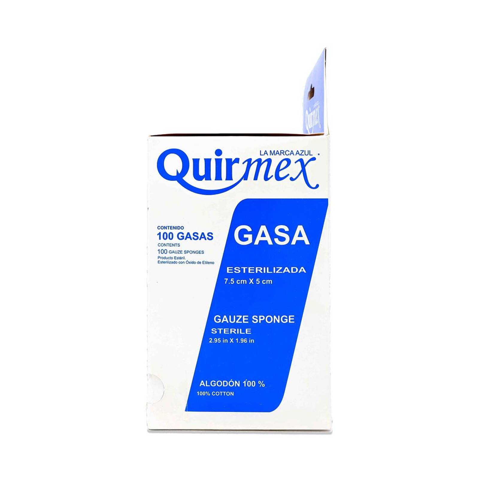 Gasa Quirmex Esterilizada 7.5 Cm X 5 Cm, Caja Con 100 Gasas 
