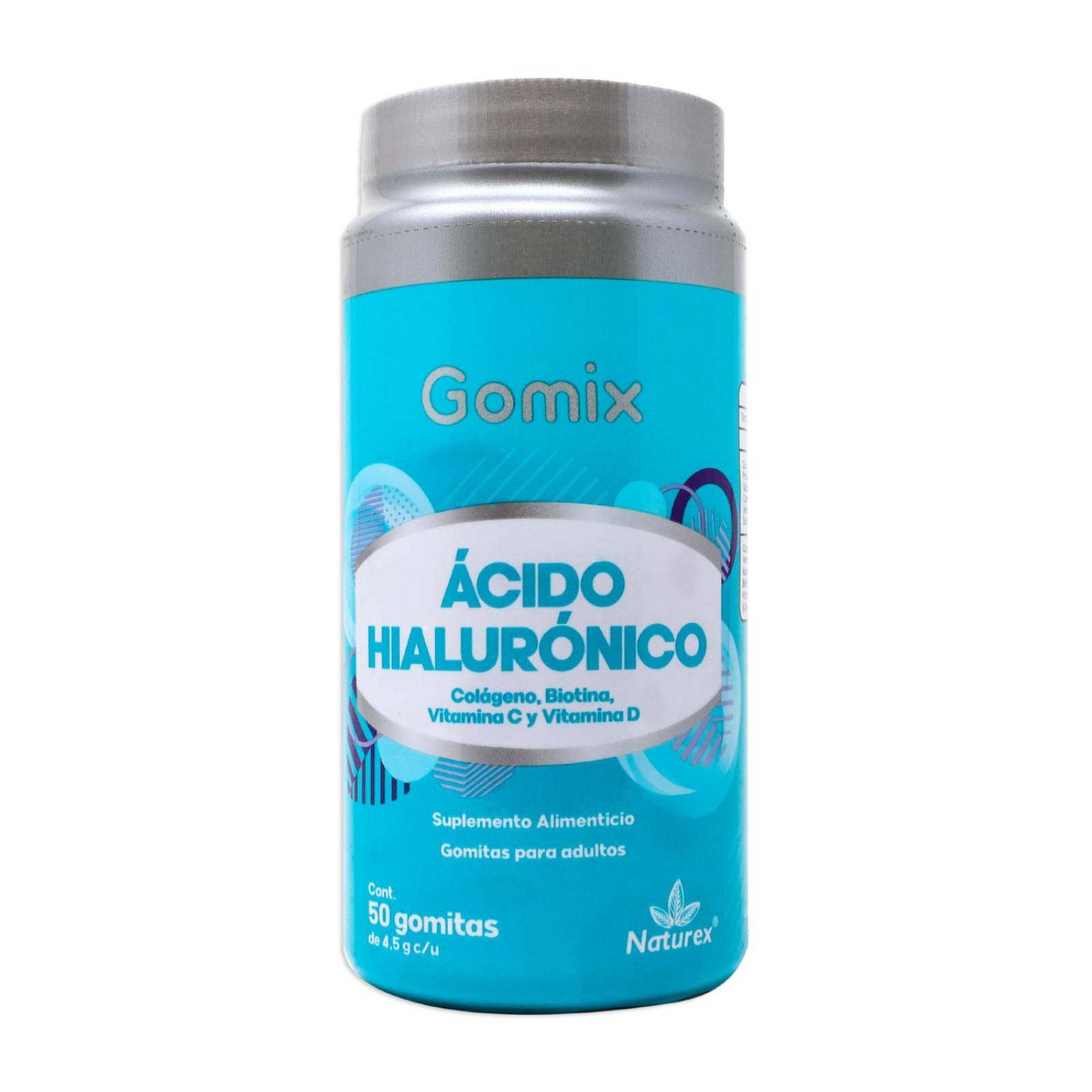 Suplemento Alimenticio Gomix Acido Hialuronico,Adulto 50 Gomitas 4.5G C/U 