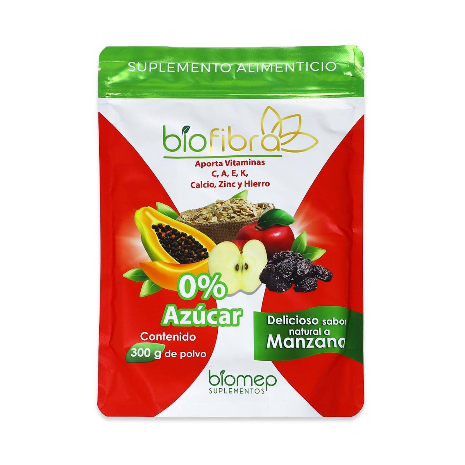Suplemento alimenticio Biomep Biofibra Sabor Manzana 0% Azucar  300gr 