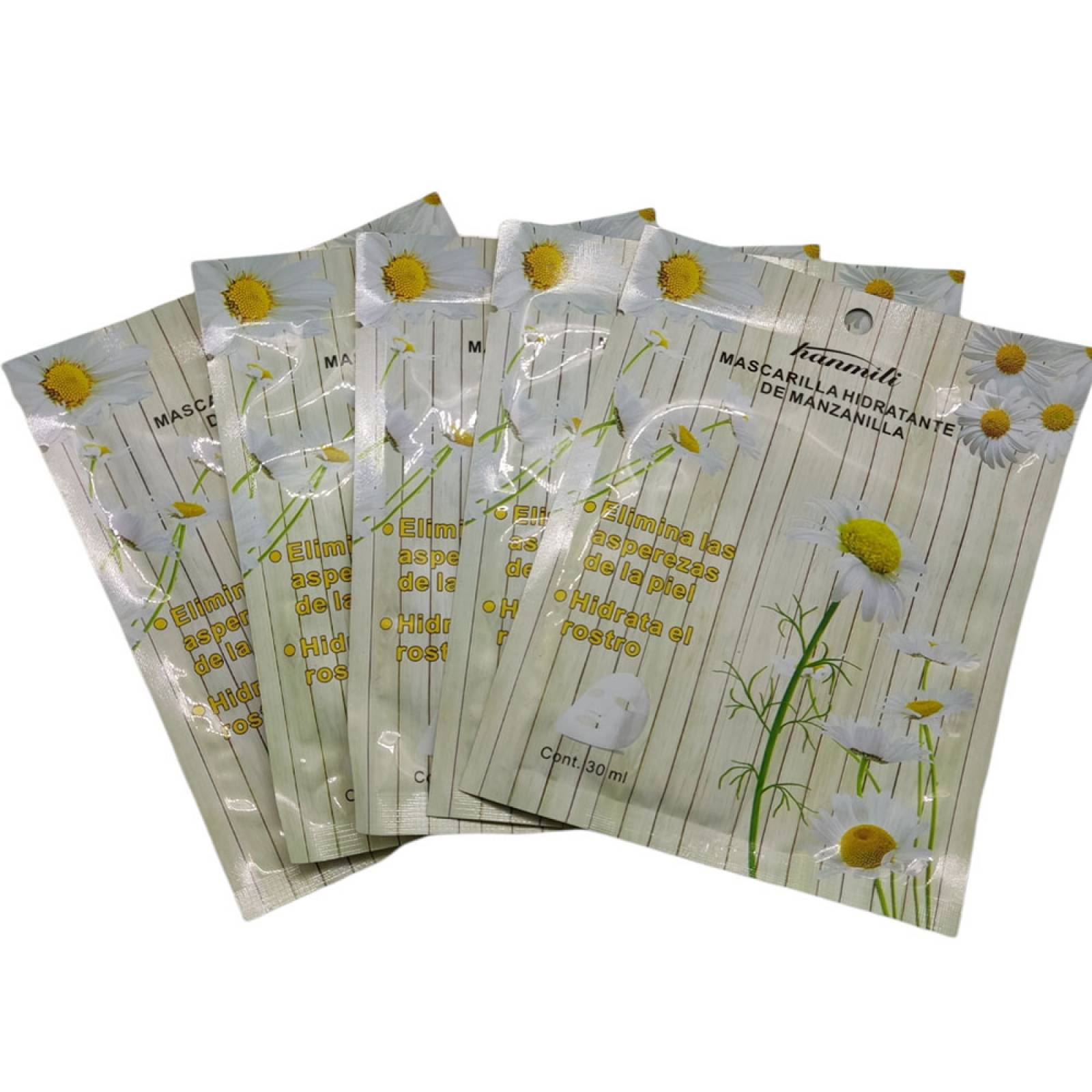 Paquete De 5 Piezas De Mascarilla Facial De Tela Hidratante De Manzanilla