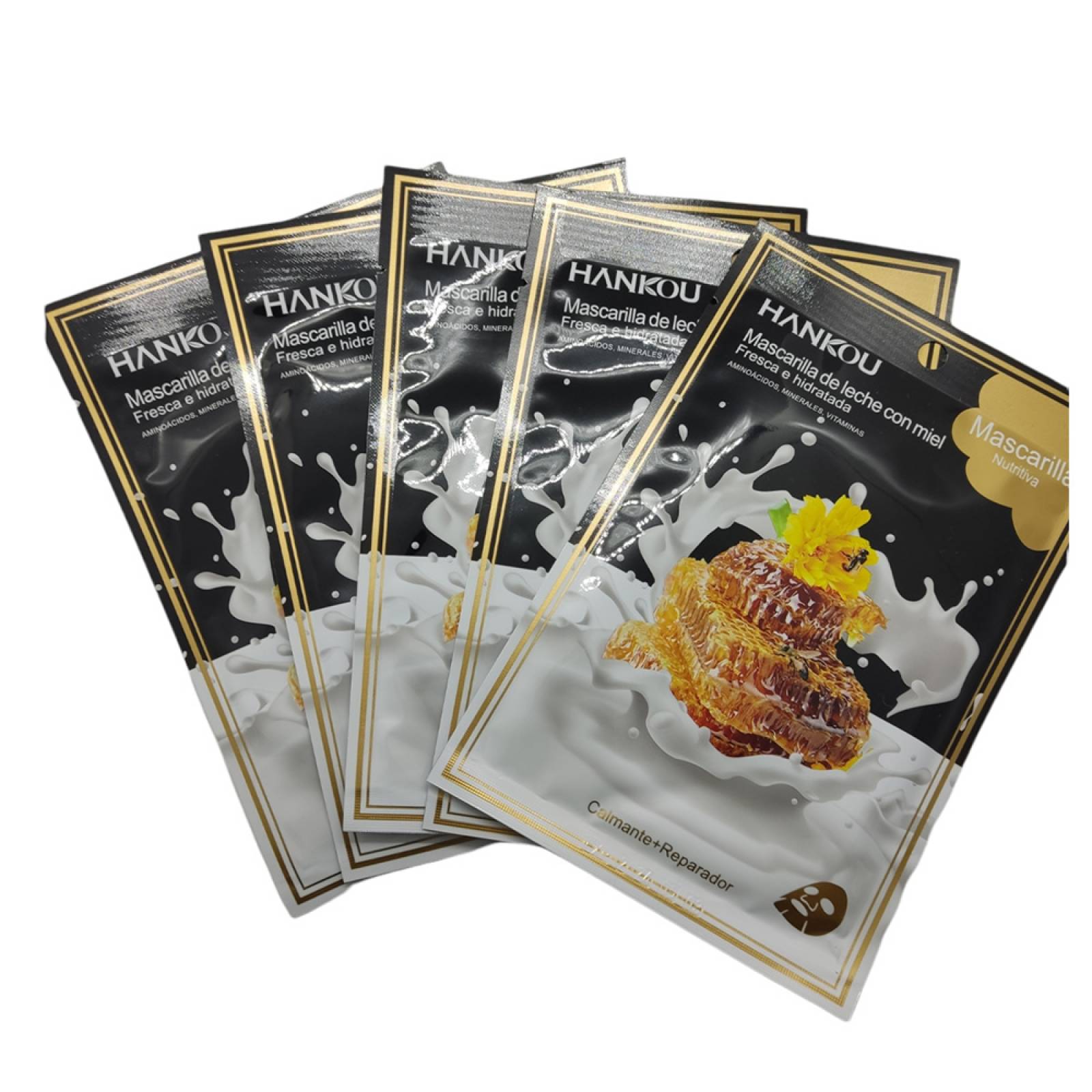 Paquete De 5 Piezas De Mascarilla Facial De Tela De Leche Con Miel