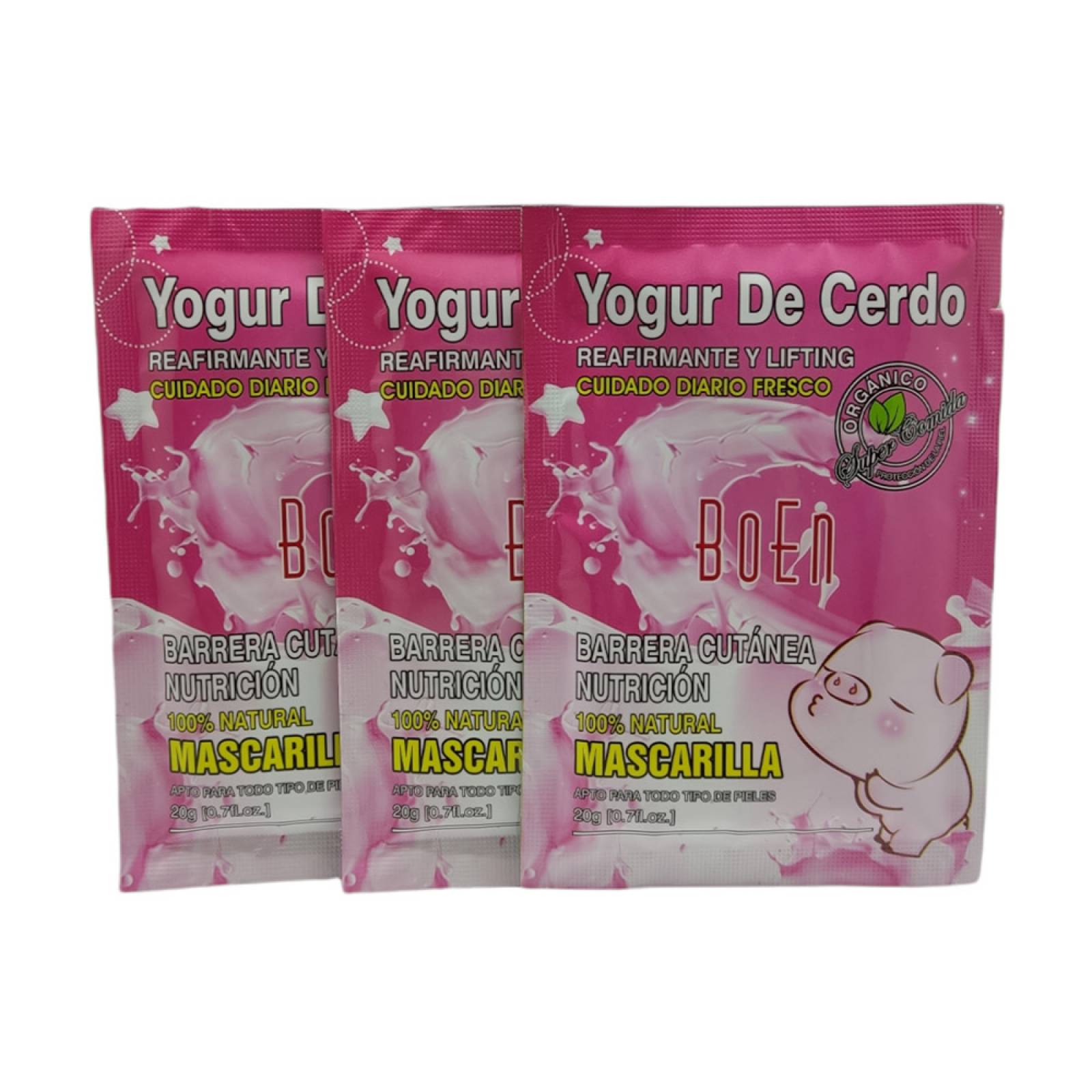 Paquete De 3 Piezas De Mascarilla peel off de yogurt de cerdo