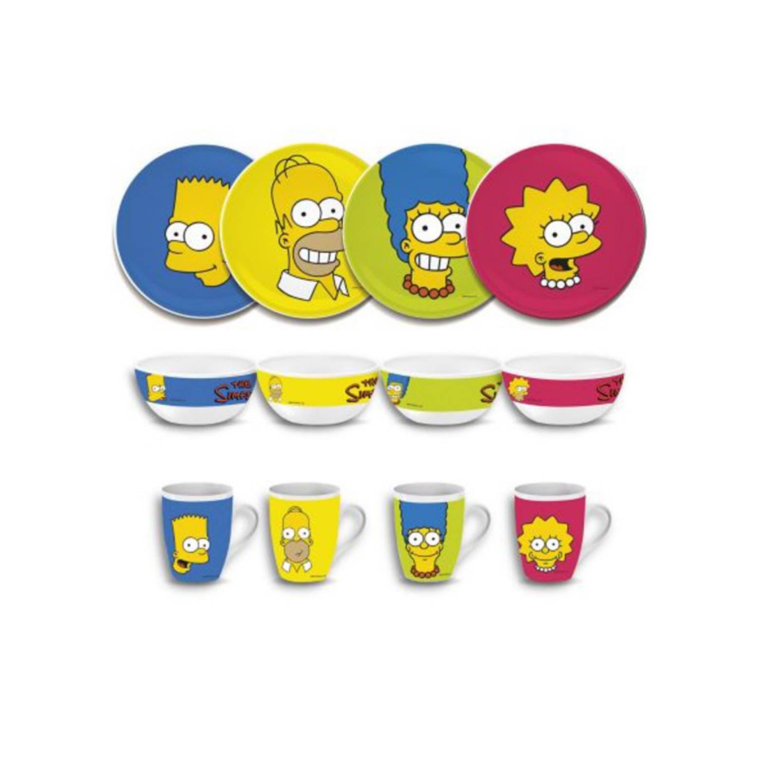 Vajilla De Los Simpsons De Porcelana 12 Piezas.