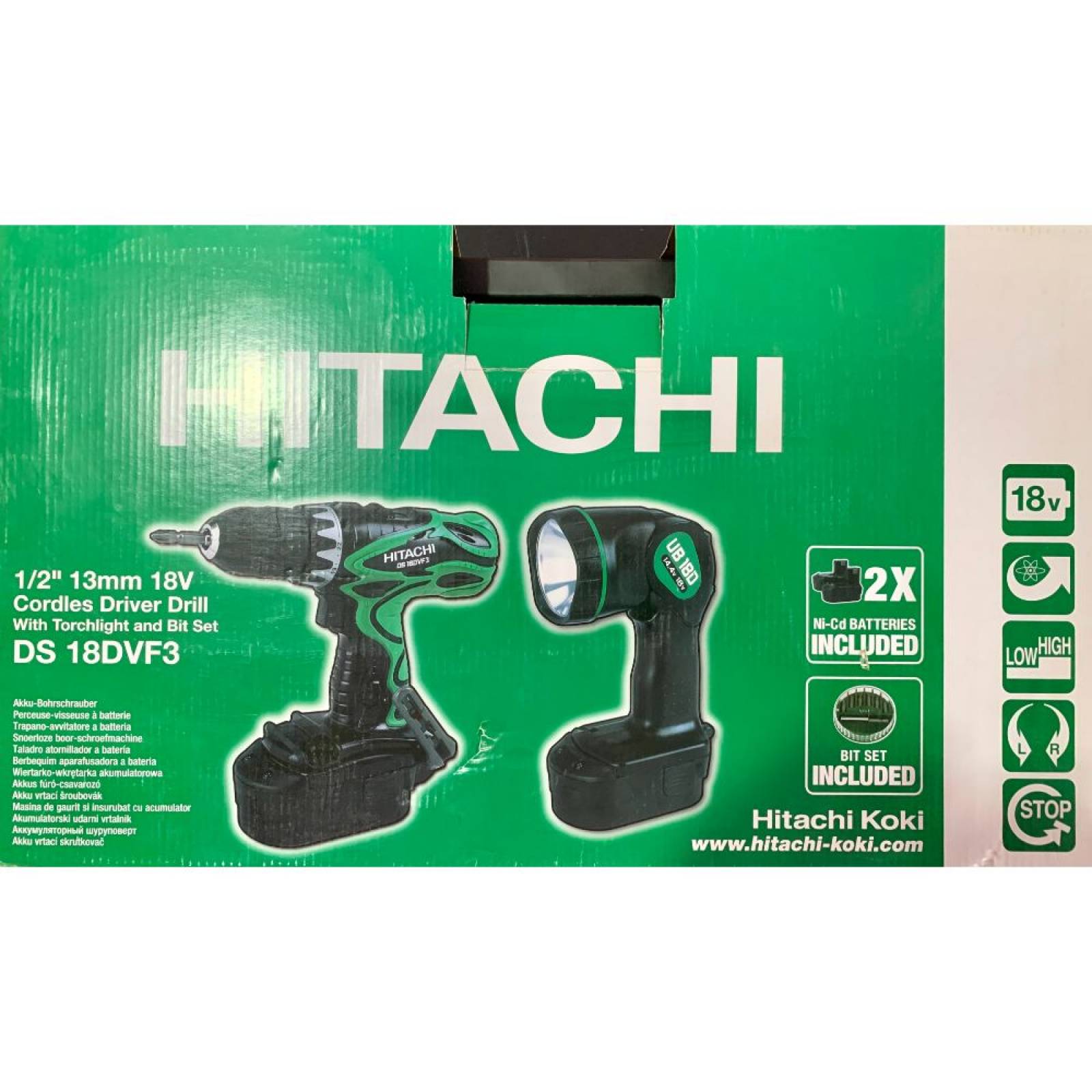 Atornillador Inalámbrico De 1/2 De 18 V Y Linterna Hitachi