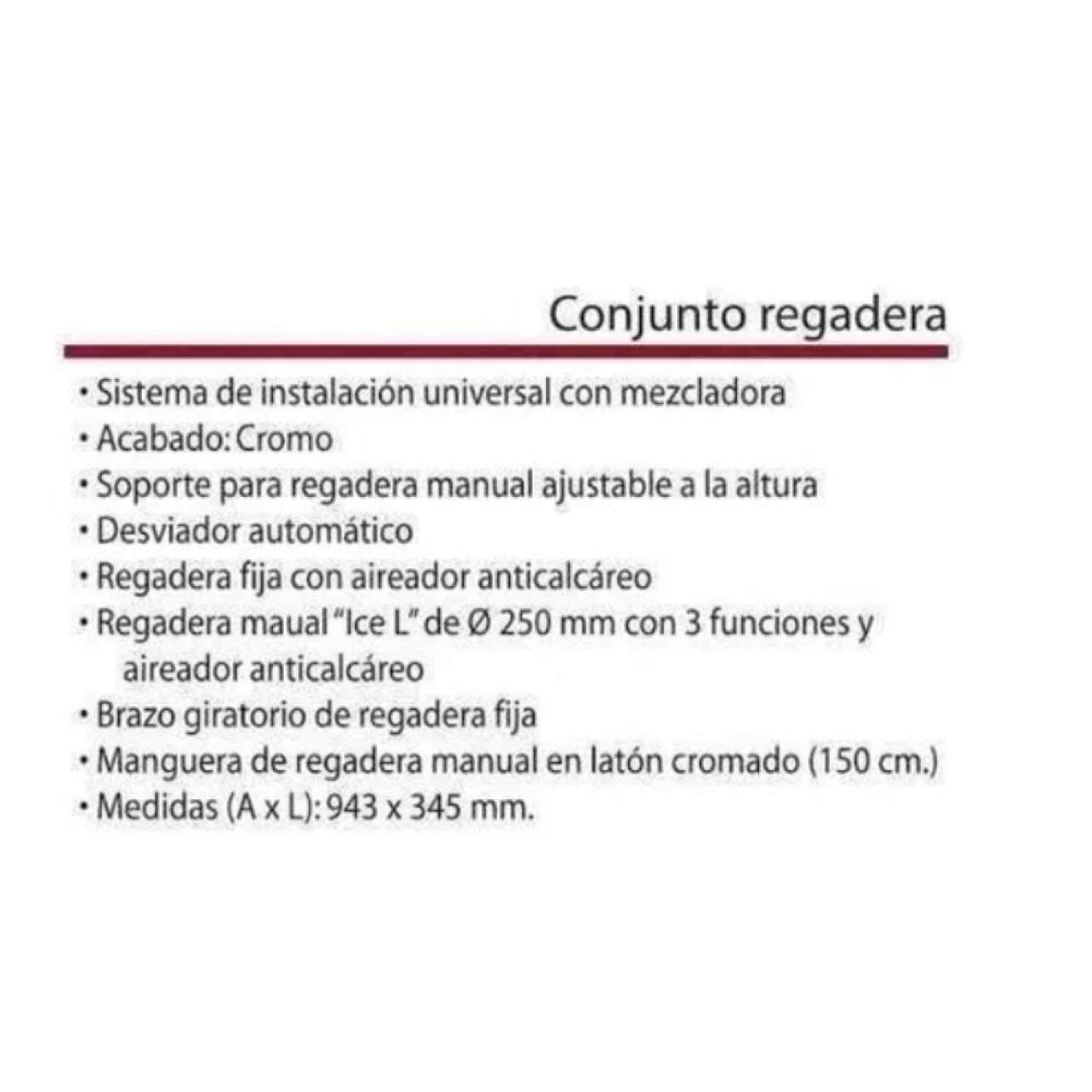 Regadera Sistema Completo Alaior Xl Cromo Teka 22.298.02.00