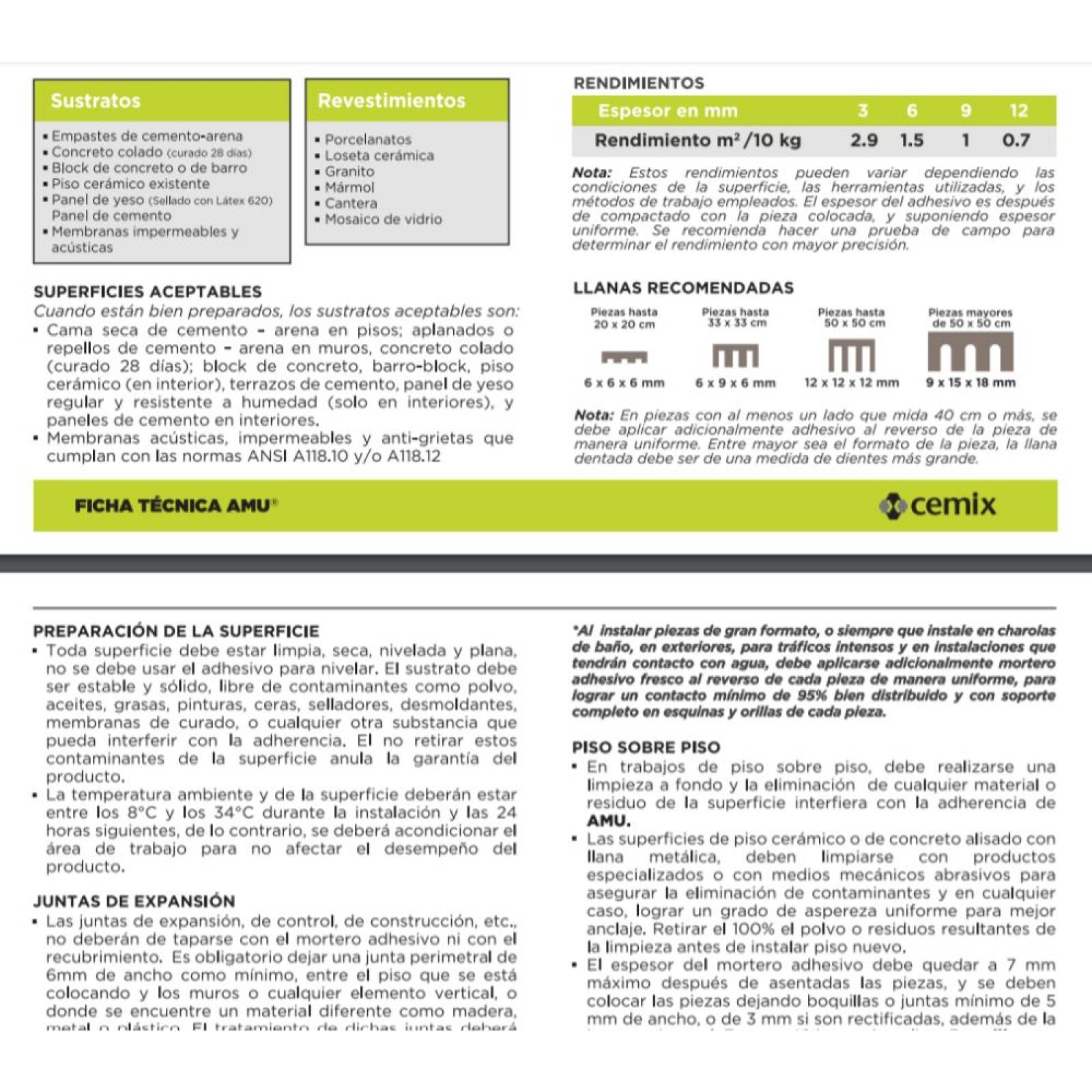 Adhesivo Amu Multiusos Ultra Reforzado Cemix