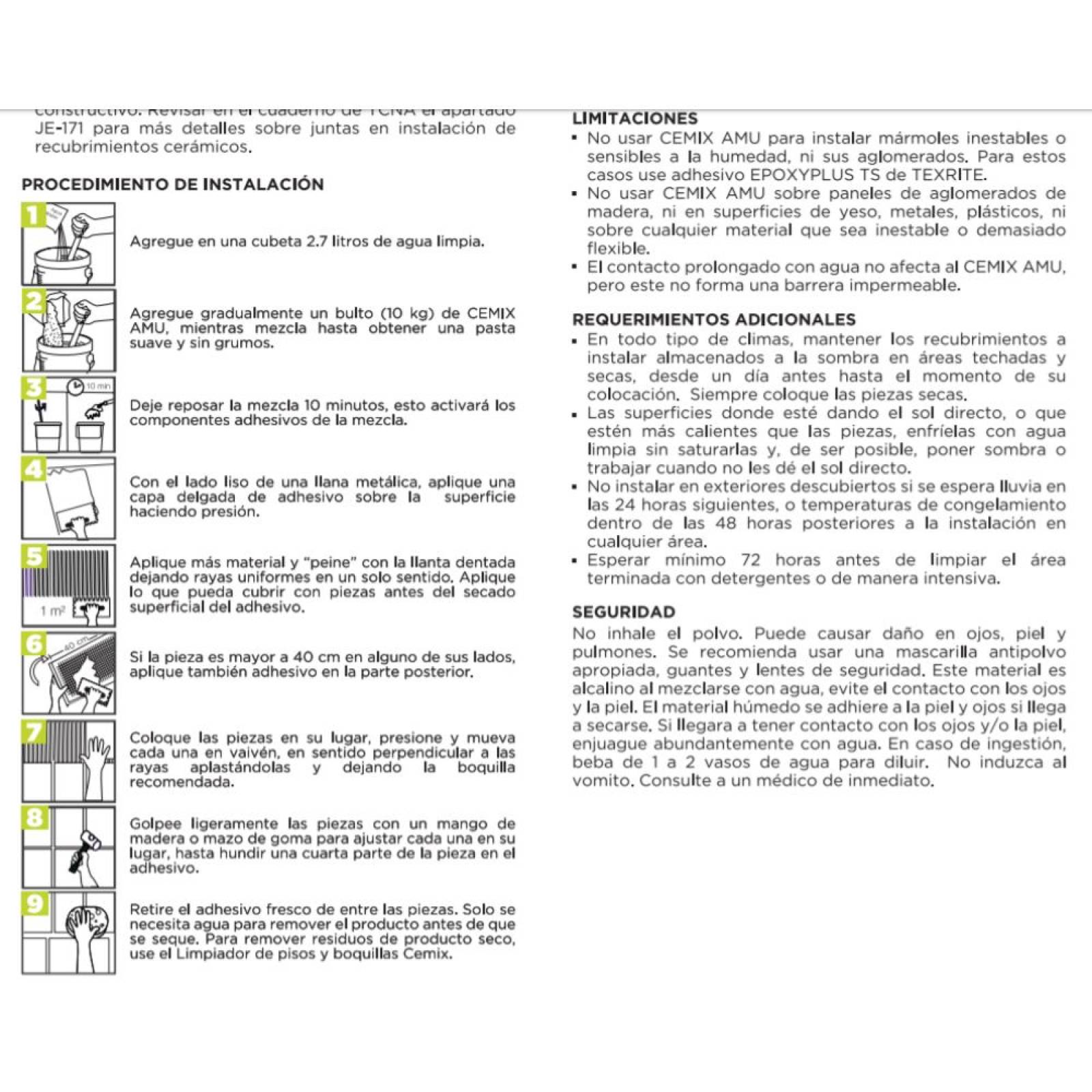 Adhesivo Amu Multiusos Ultra Reforzado Cemix